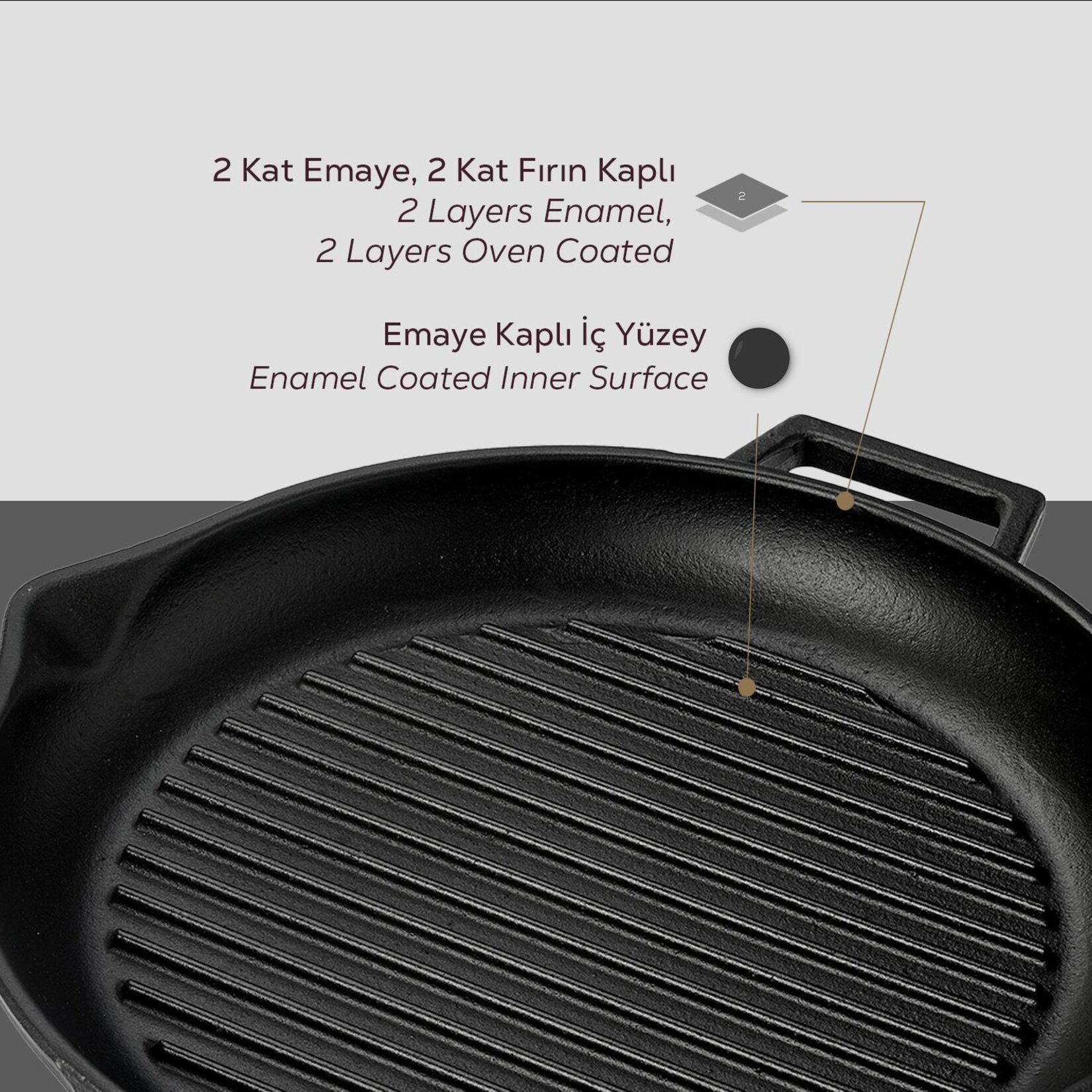 Lava Izgara Döküm Tava Yuvarlak 30 Cm - Görsel 5