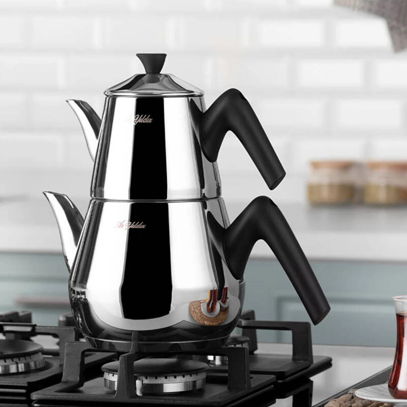 Aryıldız Optimal Çaydanlık Takımı Büyük Çelik Kapak