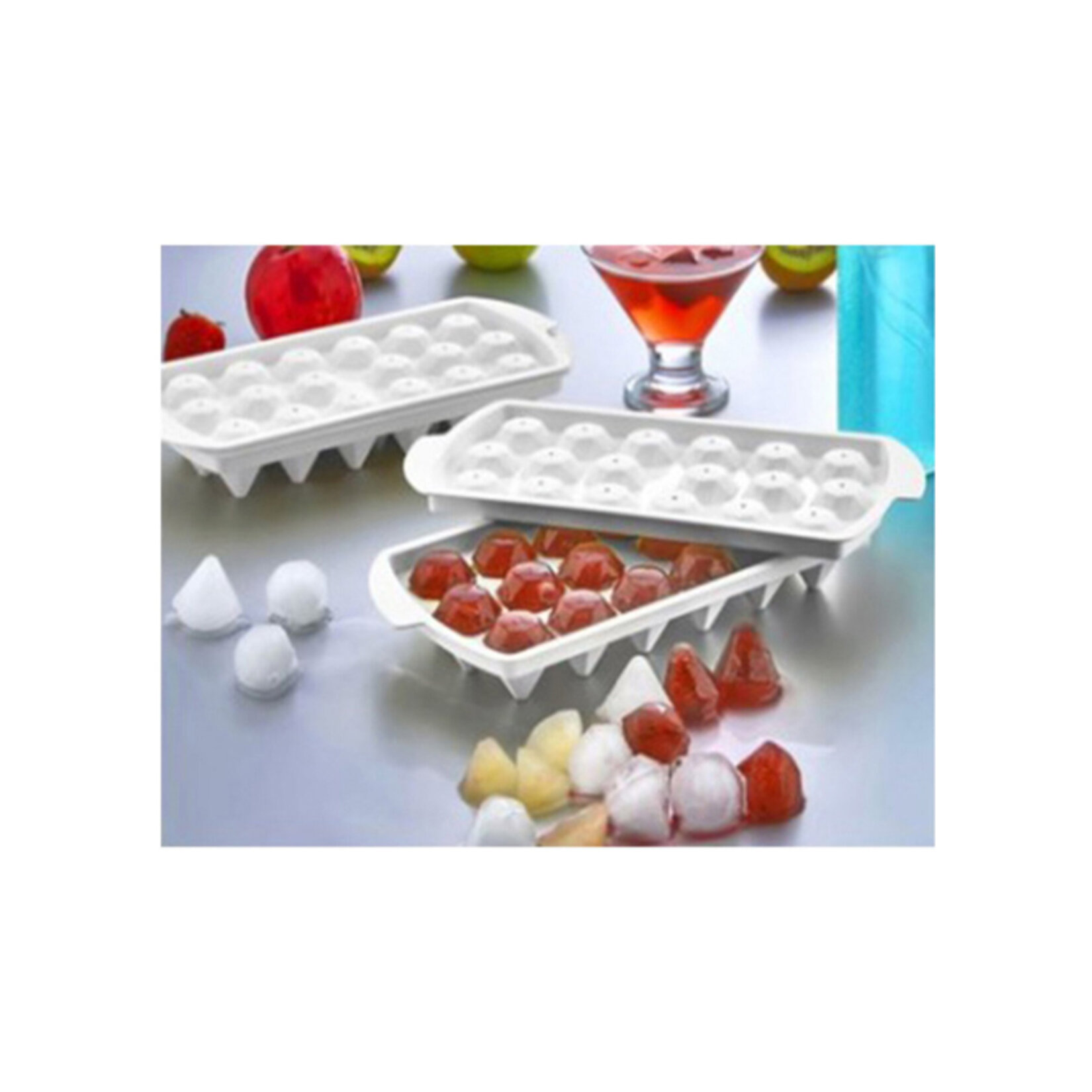 Viamart Plastik Kapaklı Elmas Buzluk 18'li - Görsel 2