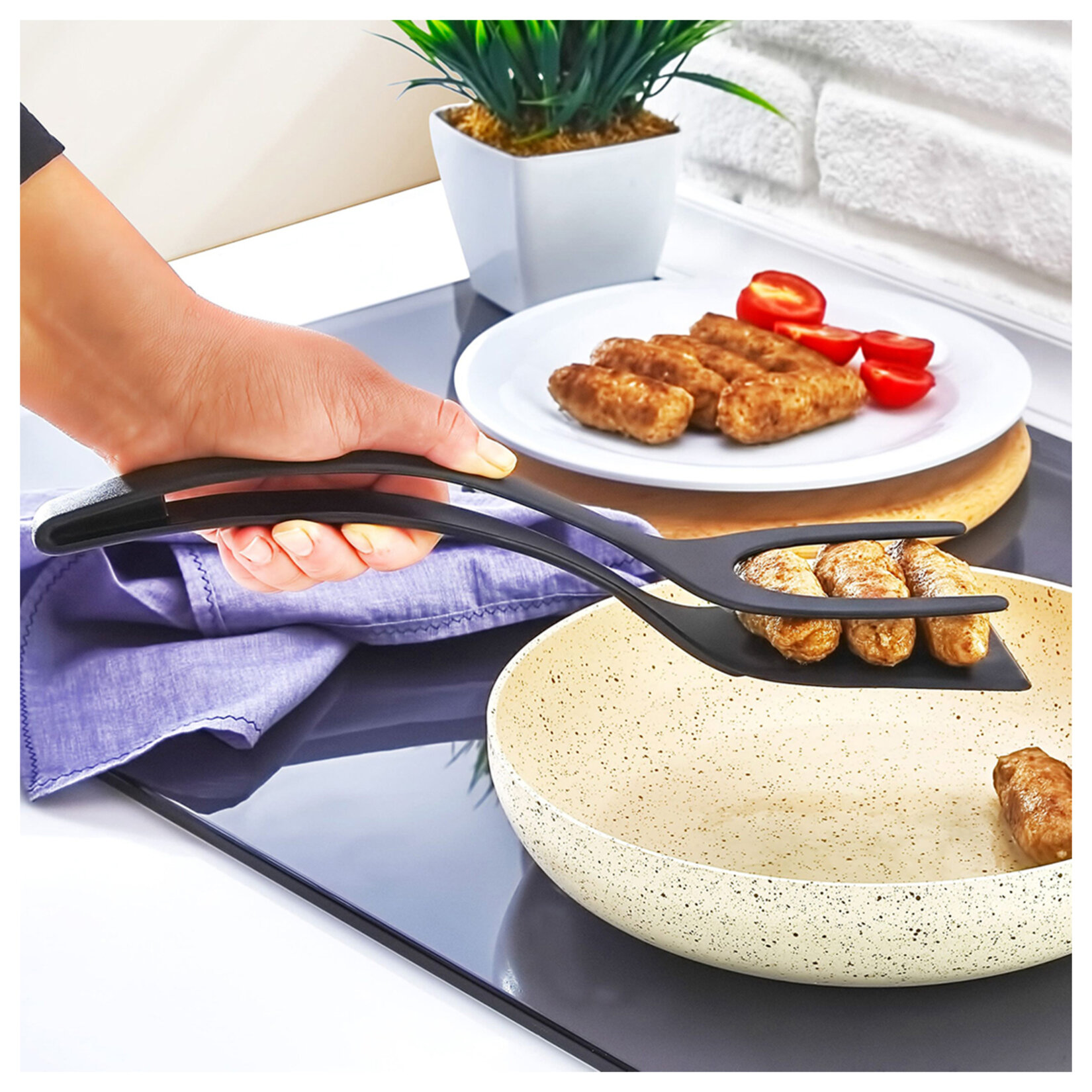 Finehome Plastik Makarna Salata Izgara Maşası - Görsel 3