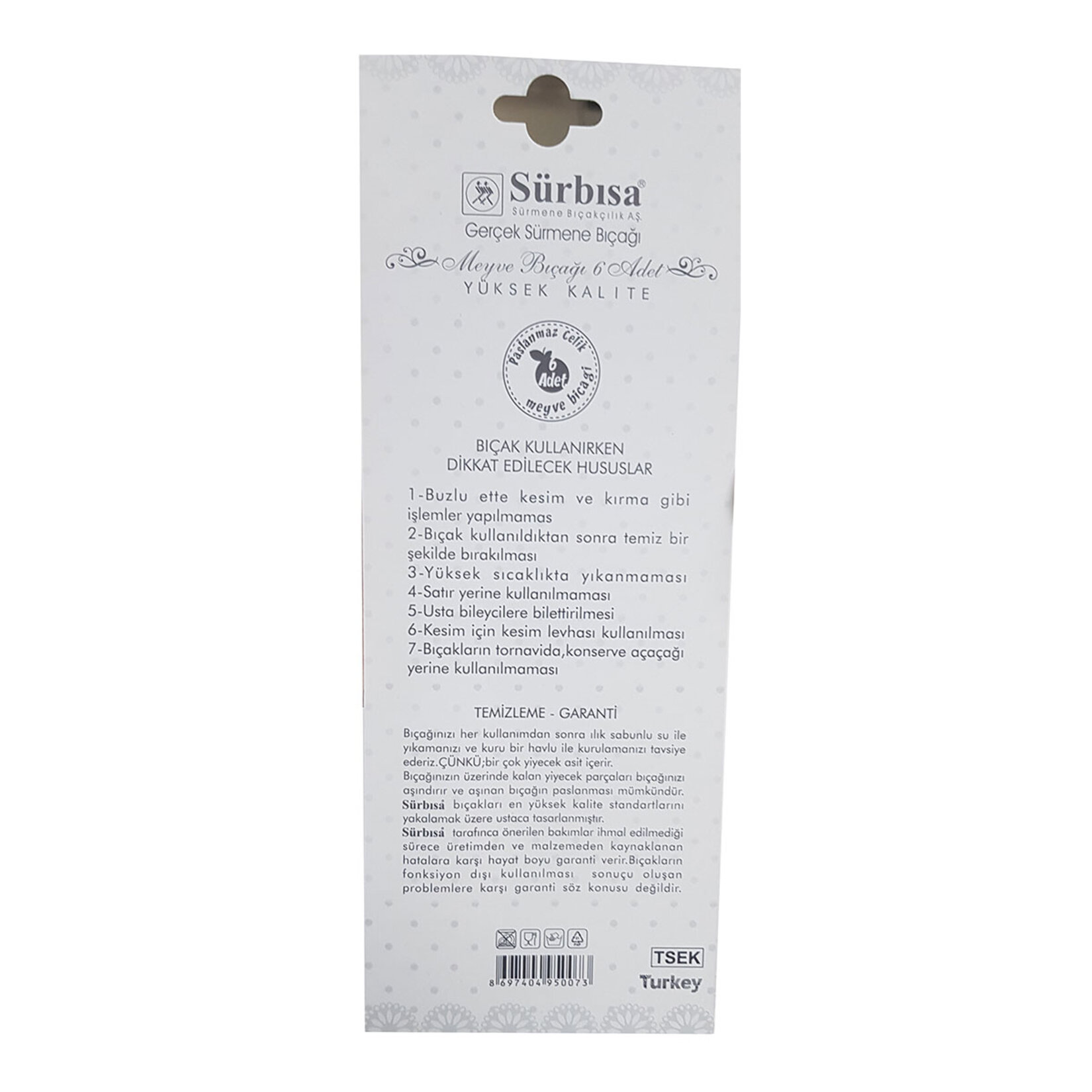 Sürbisa 61007 Meyve Bıçağı Takımı 6'lı - Görsel 2