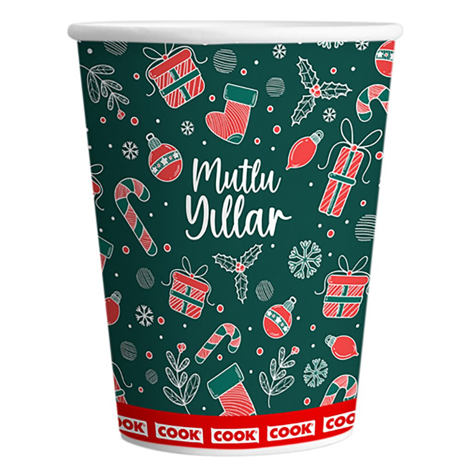 Cook Kağıt Bardak 7 Oz Yılbaşı Desenli 10'lu 180 ml - Görsel 2