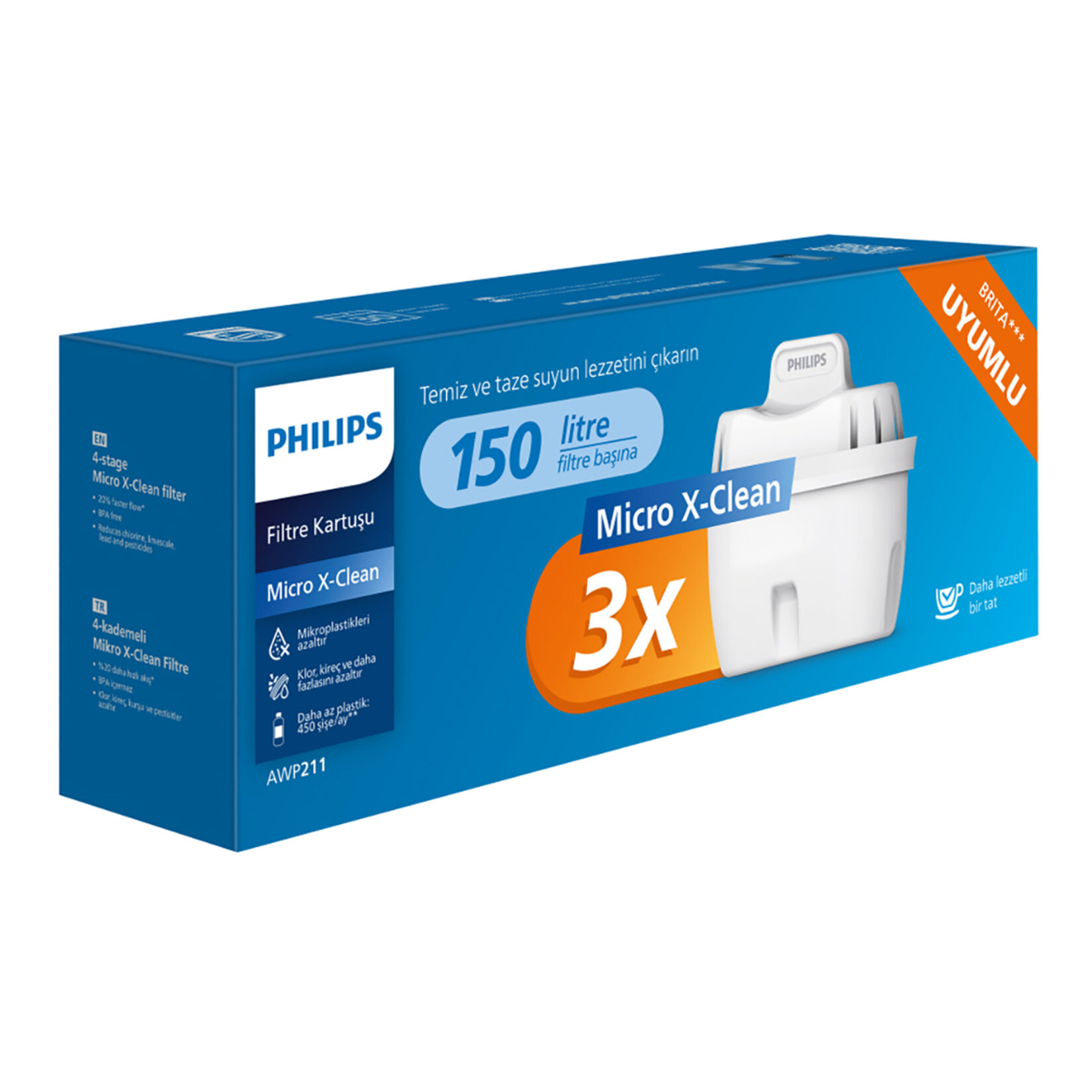Philips Arıtma Sürahi Filtre Micro X-Clean 3'lü - Görsel 1