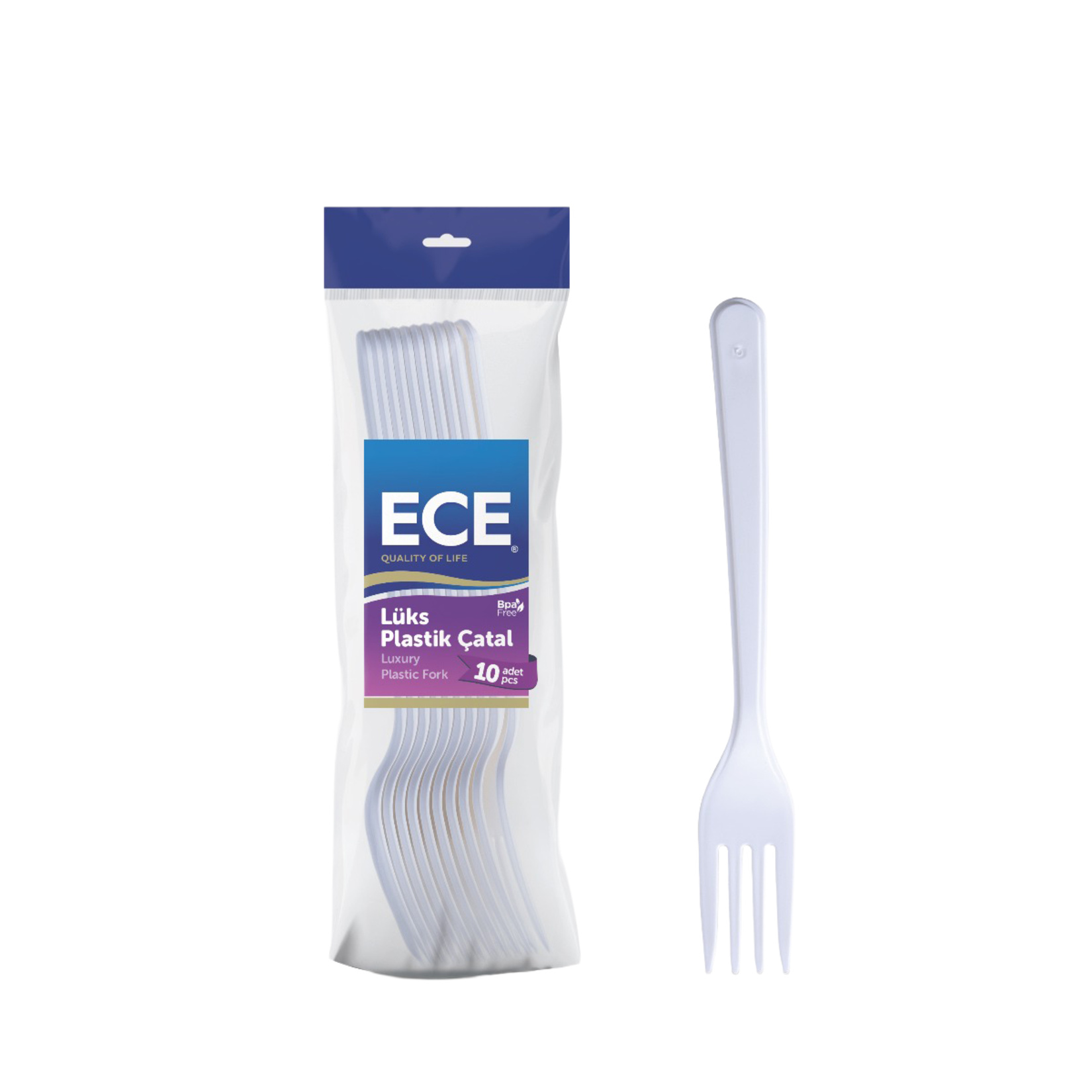 Ece Lüks Plastik Çatal 10'lu