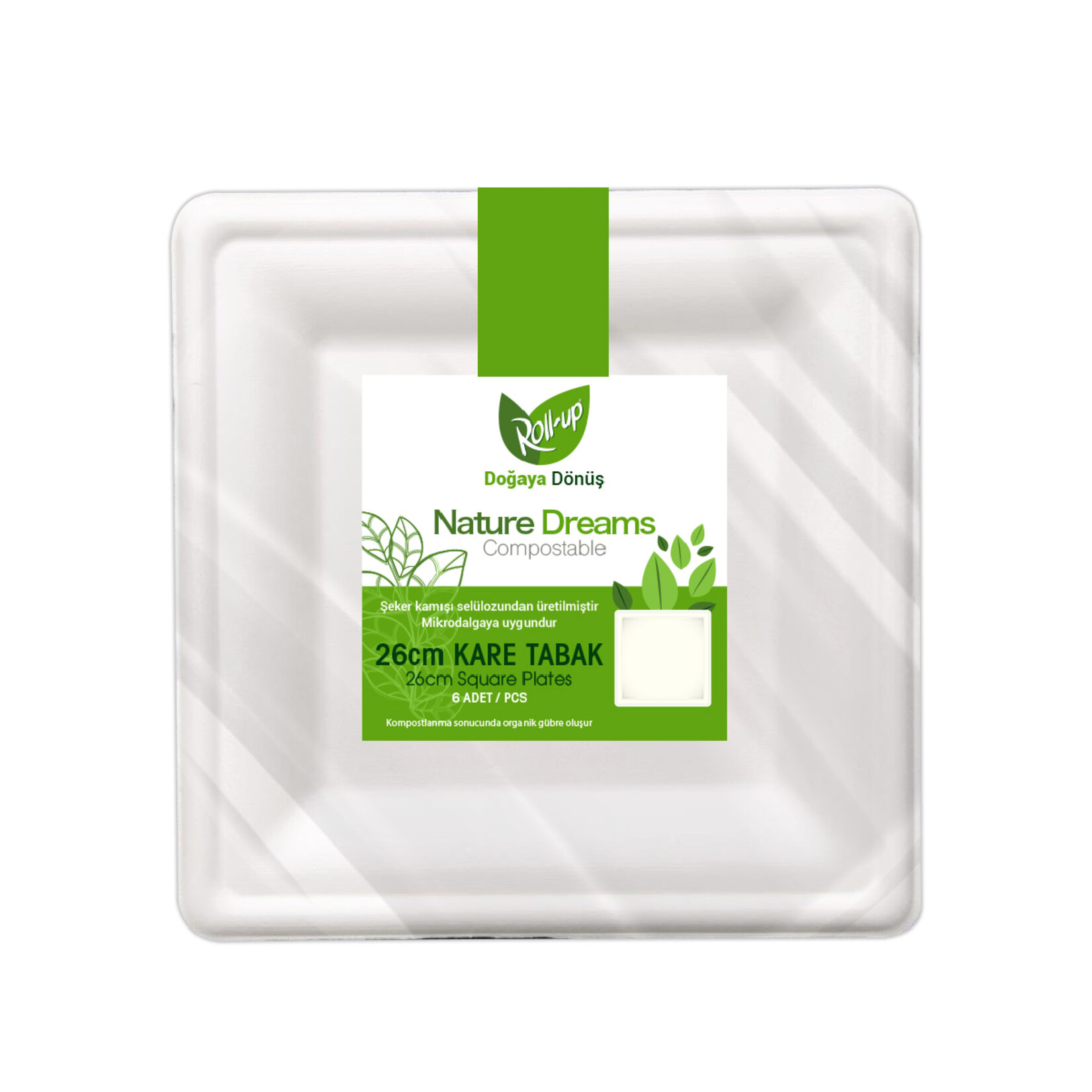 Roll-Up Nature Dreams 6'lı Kare Tabak 26 Cm