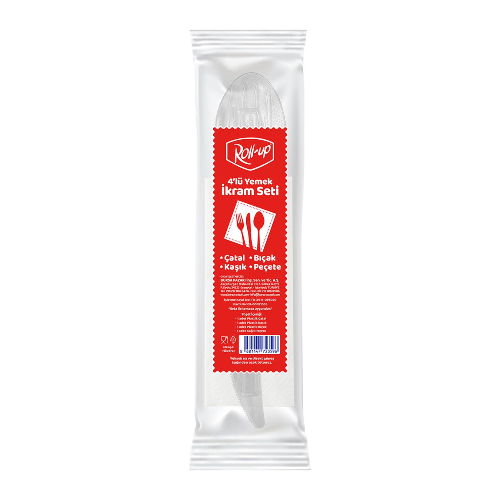 Roll-Up Çatal Kaşık Bıçak Peçete 4'lü Set - Görsel 1