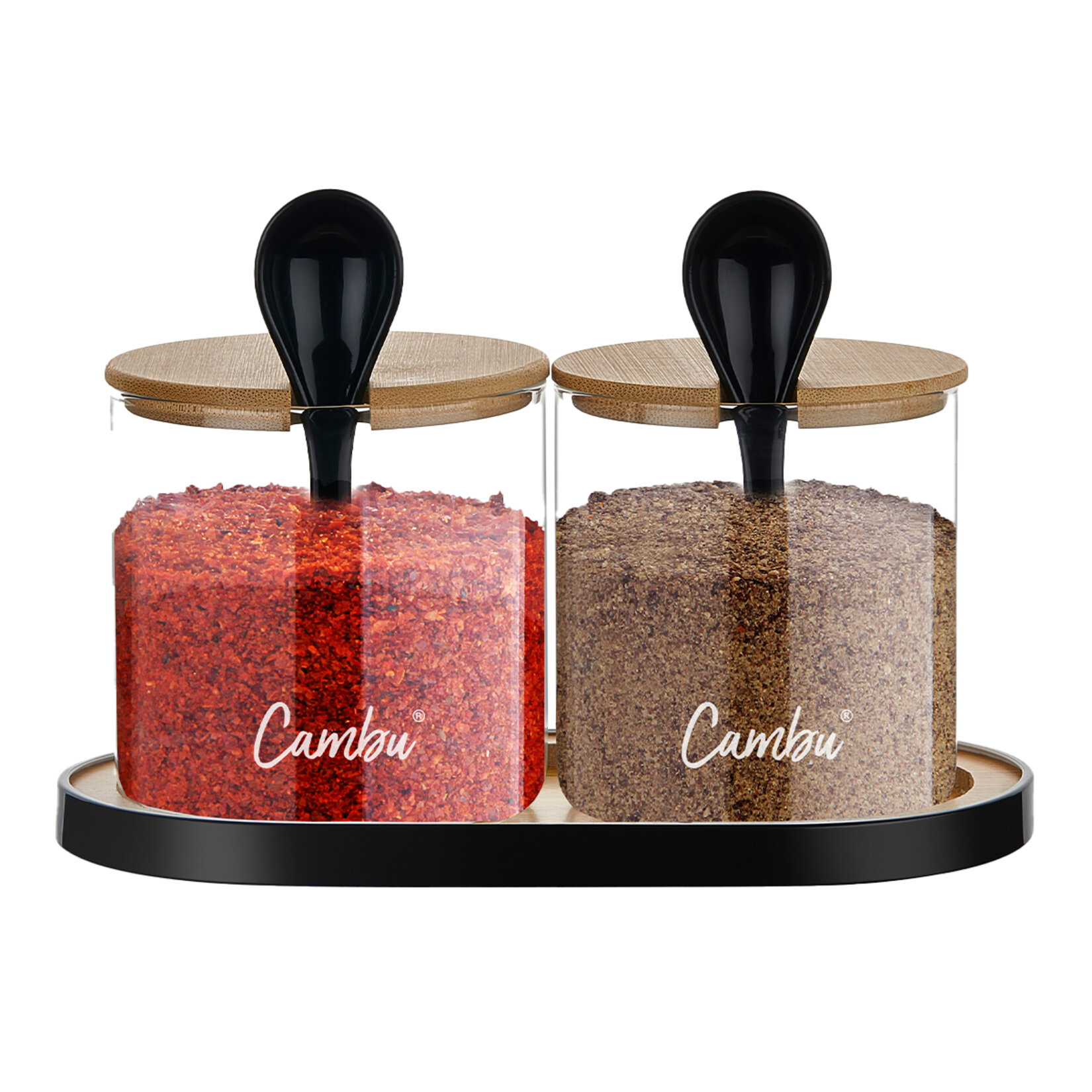 Ckc Kaşıklı Cam Baharatlık 2'li Set