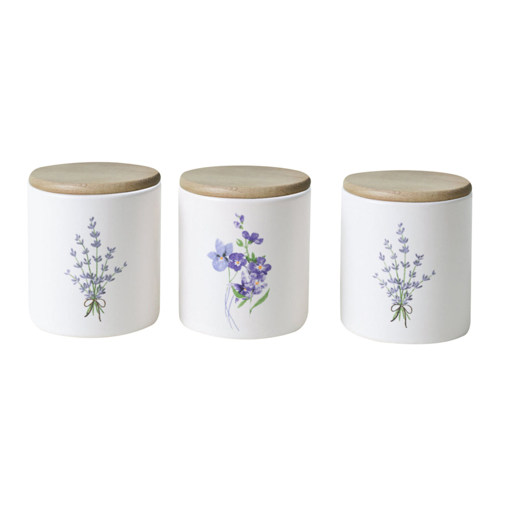 Keramika 3'lü Ahşap Kapaklı Baharatlık 10 Cm - Görsel 1
