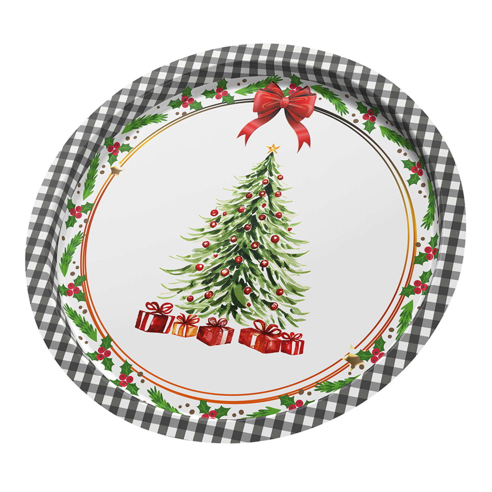 Sarkap Yılbaşı Desenli Metal Tepsi 35 Cm - Görsel 1