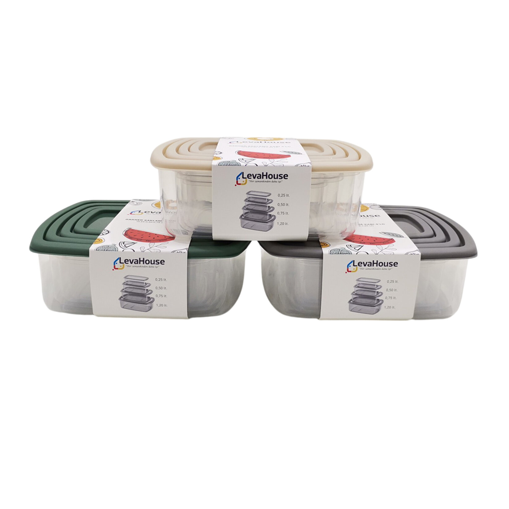 Leva House Saklama Kabı 4'lü (0,25-0,50-0,75-1,20 L) - Görsel 4