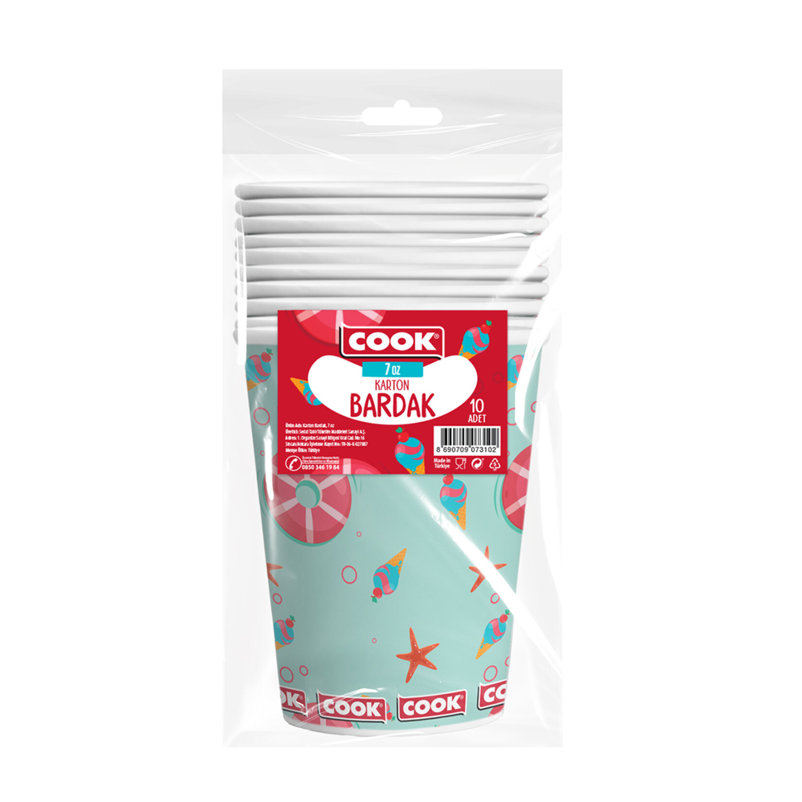 Cook Kağıt Bardak 7 Oz Yaz Desenli 10'lu - Görsel 2