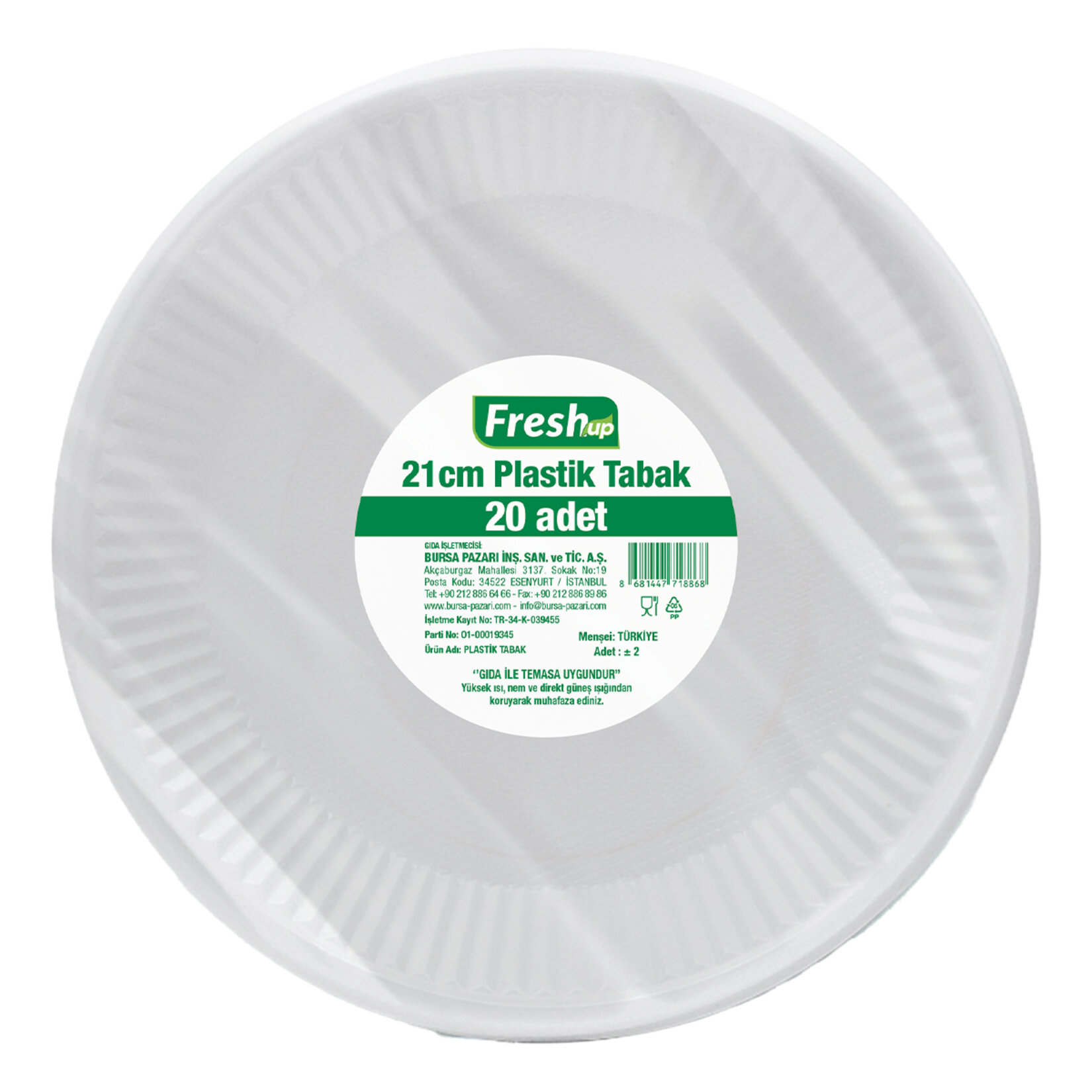 Fresh-up Plastik Tabak Pizza Boy 20'li 21 Cm