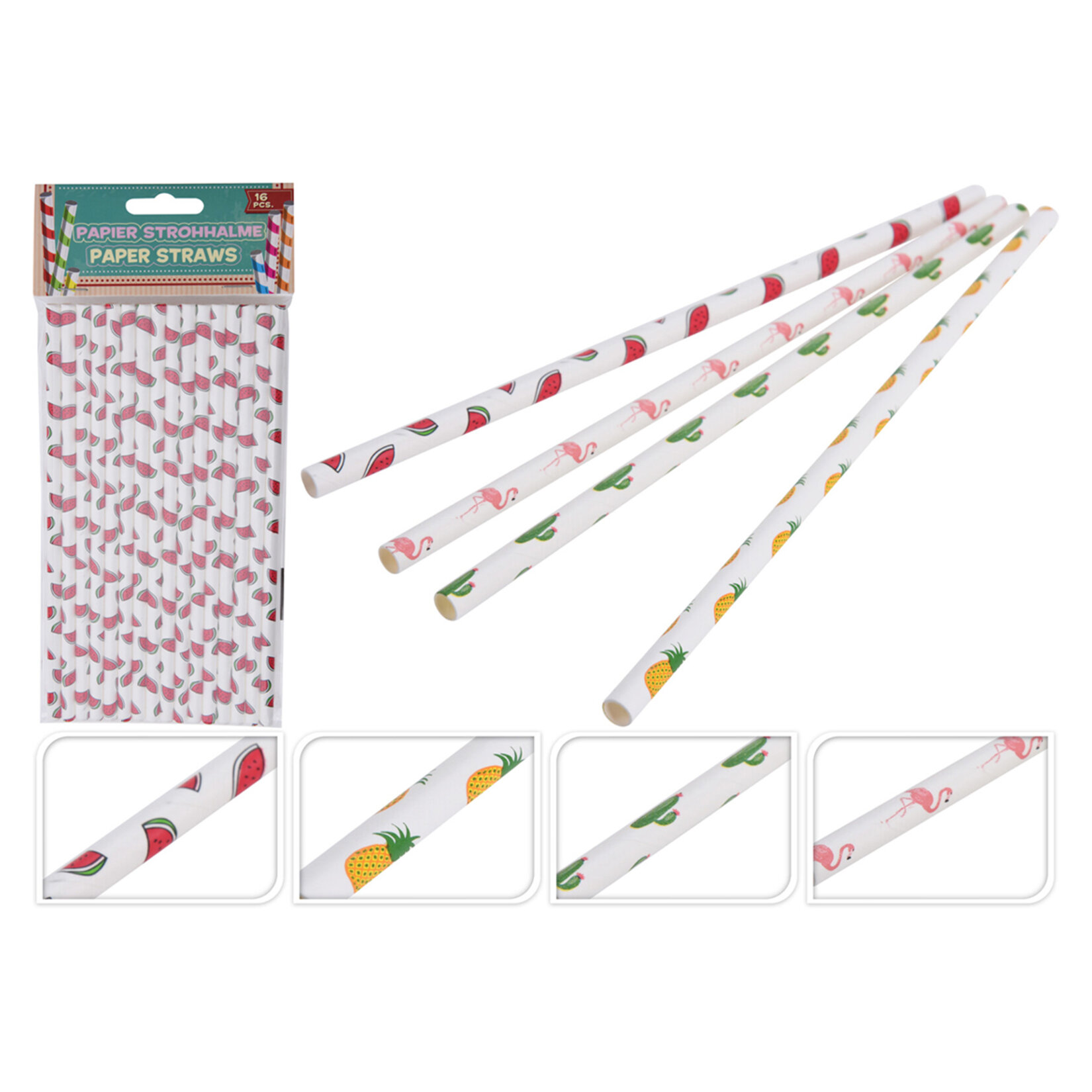 Koopman Meyve Desenli Kağıt Pipet 16'lı