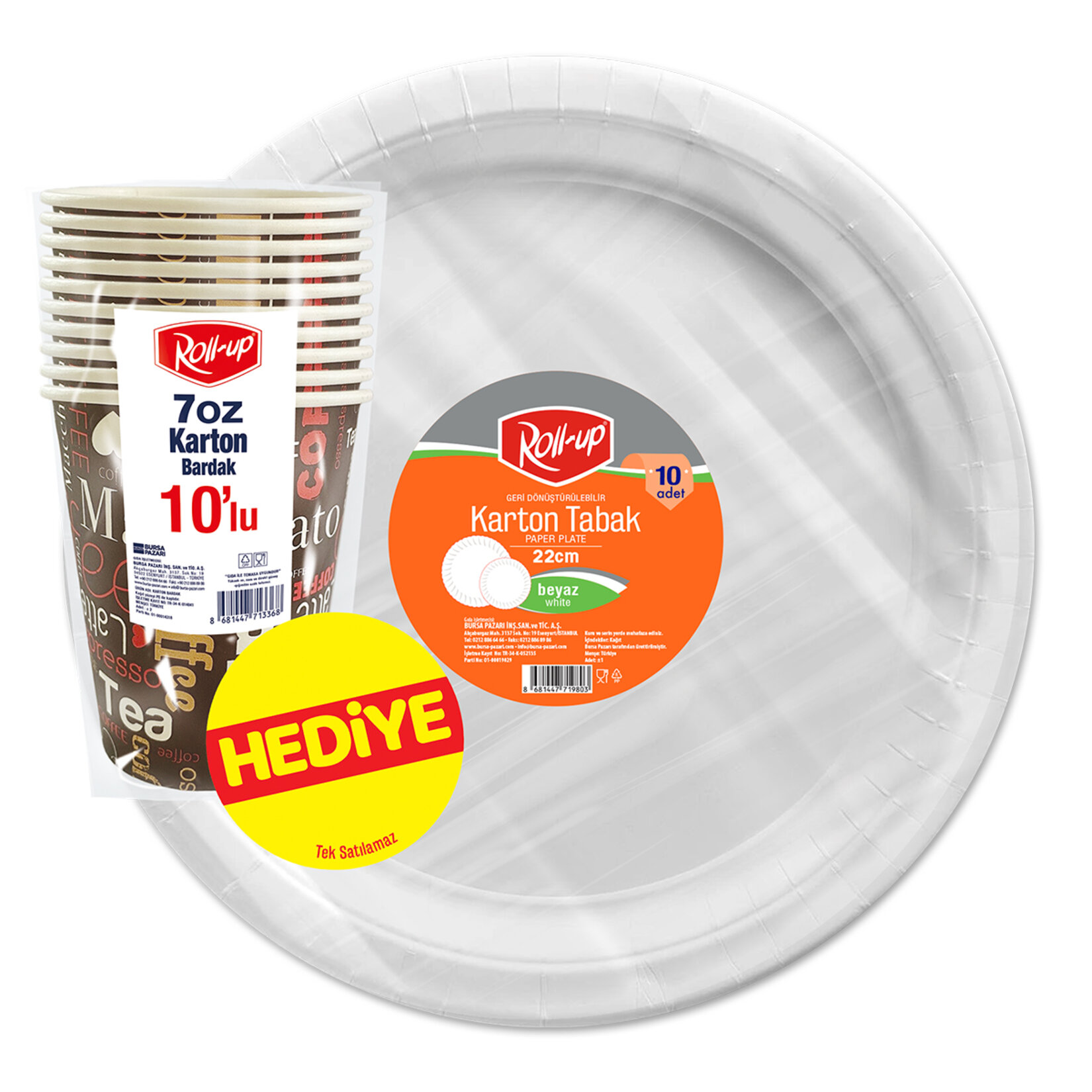 Roll-Up Party Dreams Karton Tabak 10'lu 22 Cm (Bardak Hediye)