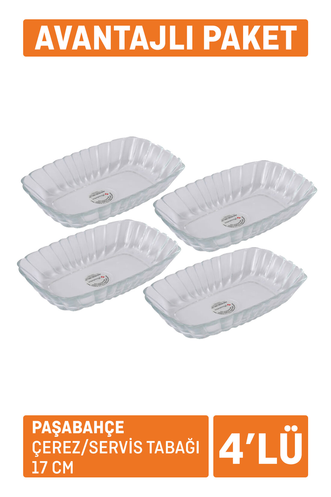 Paşabahçe 4'lü Çerez / Servis Tabağı 17 Cm