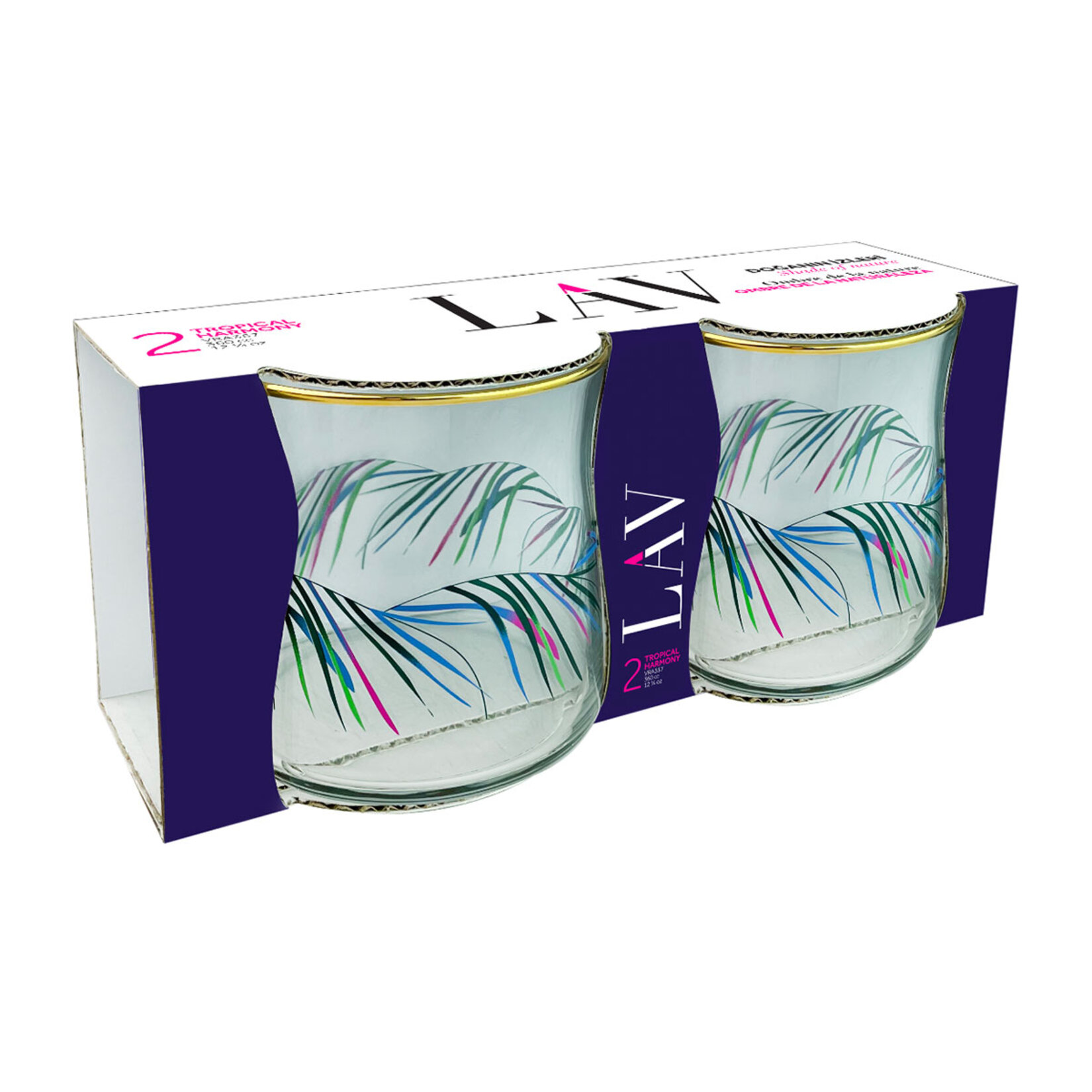 Lav Vera Tropik Desen Meşrubat Bardağı 2'li 360 Cc