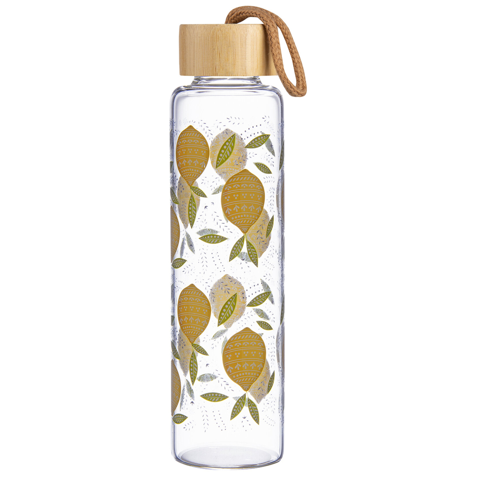 Touch Me Bambu Kapaklı Desenli Cam Şişe 580 Ml - Görsel 1