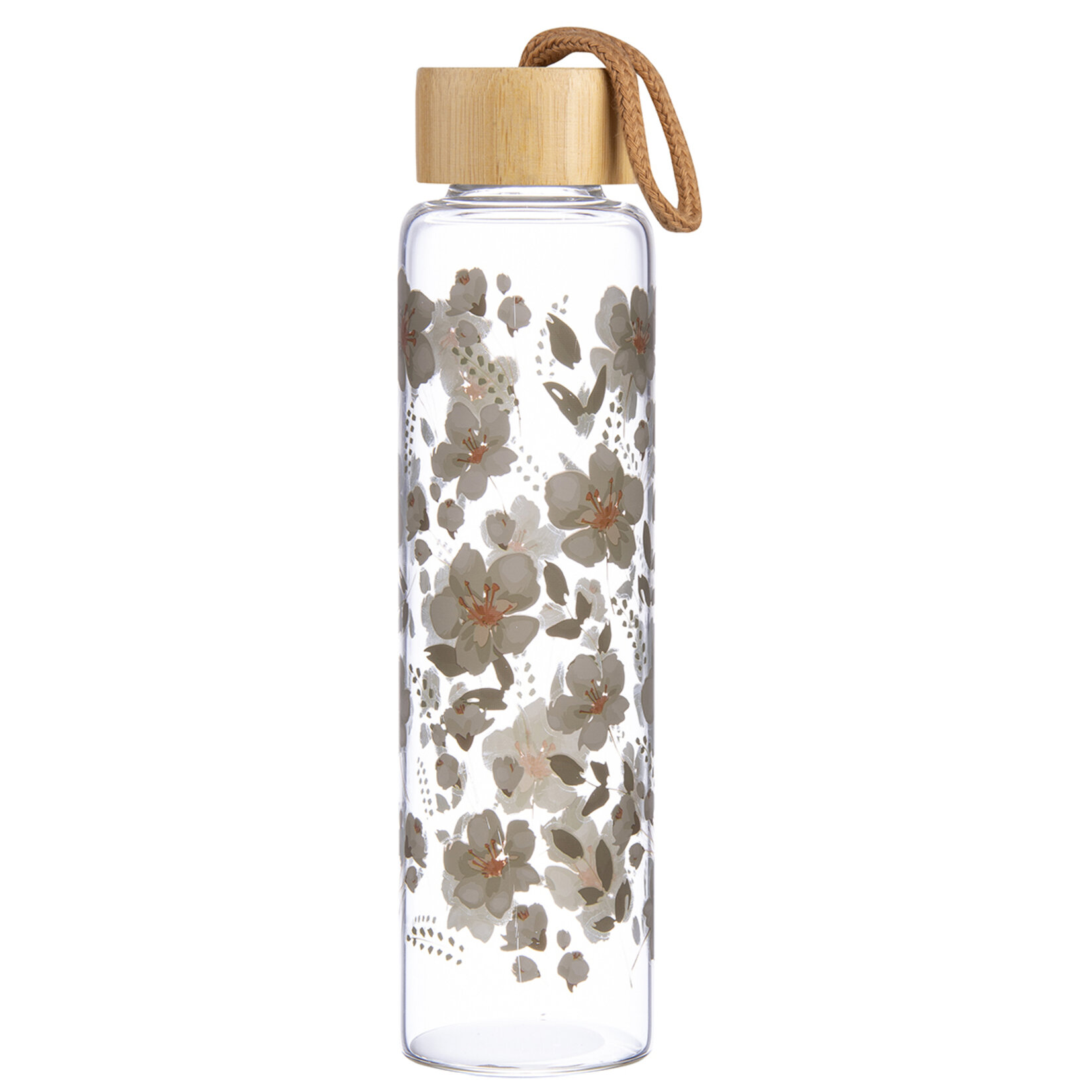 Touch Me Bambu Kapaklı Desenli Cam Şişe 580 Ml - Görsel 2