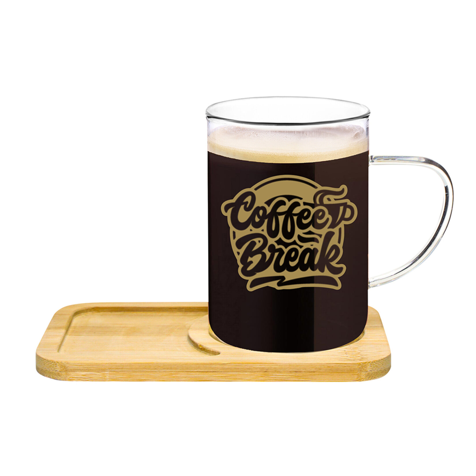 My Bottle Bambu Tabaklı Cam Kupa 280 Ml - Görsel 1