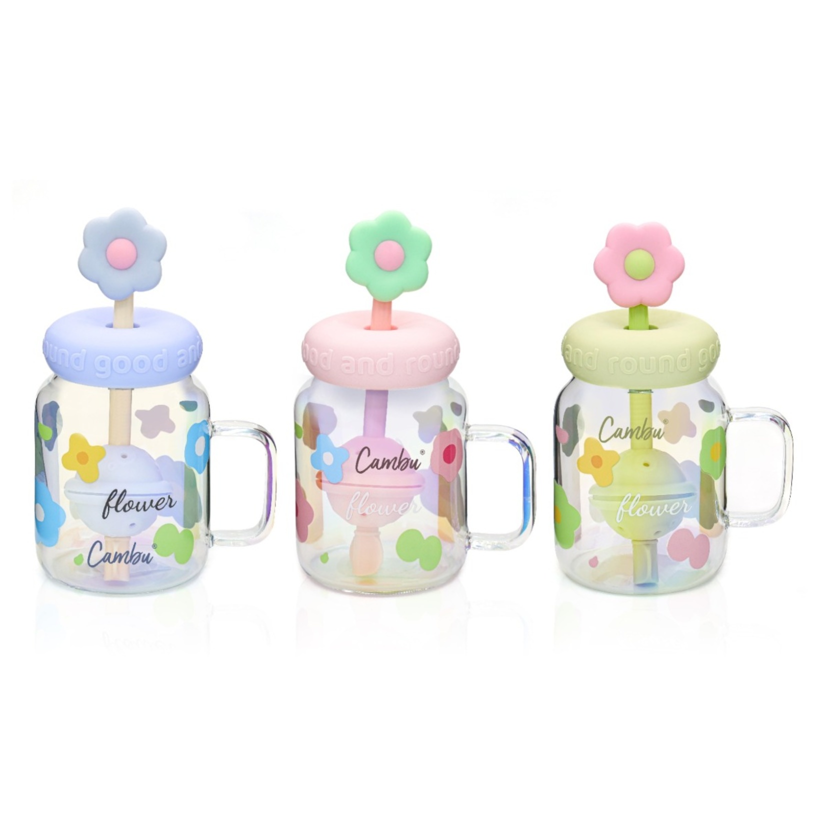 Cambu Lüster Cam Çiçek Desenli Mug 800 Ml