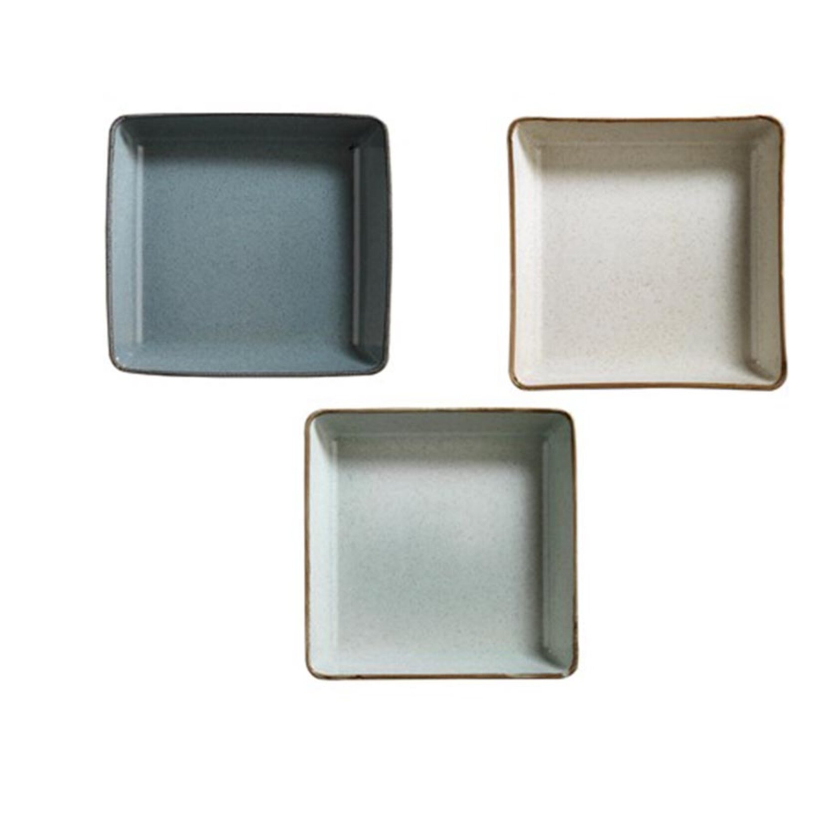 Kütahya Porselen Moderna Kare Tabak Mavi - Tarçın - Yeşil 19 Cm