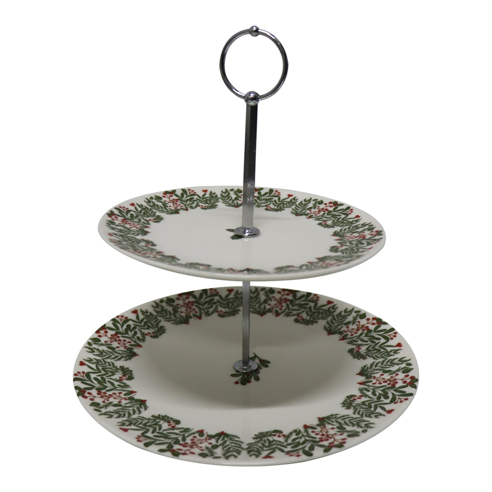 Tulu Porselen Candy Cane Katlı Kurabiyelik 25 + 19 Cm