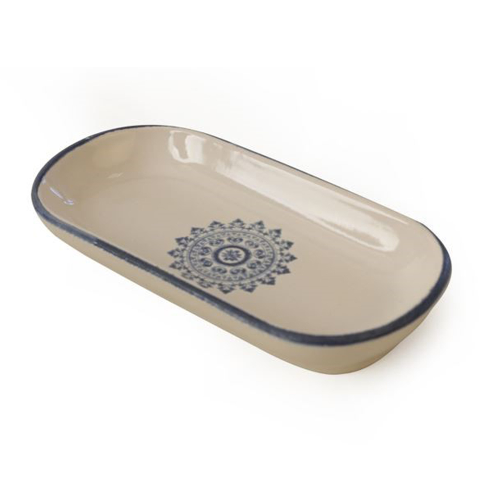 Keramika Dc Mavi Dekor Kayık Tabak 16 Cm