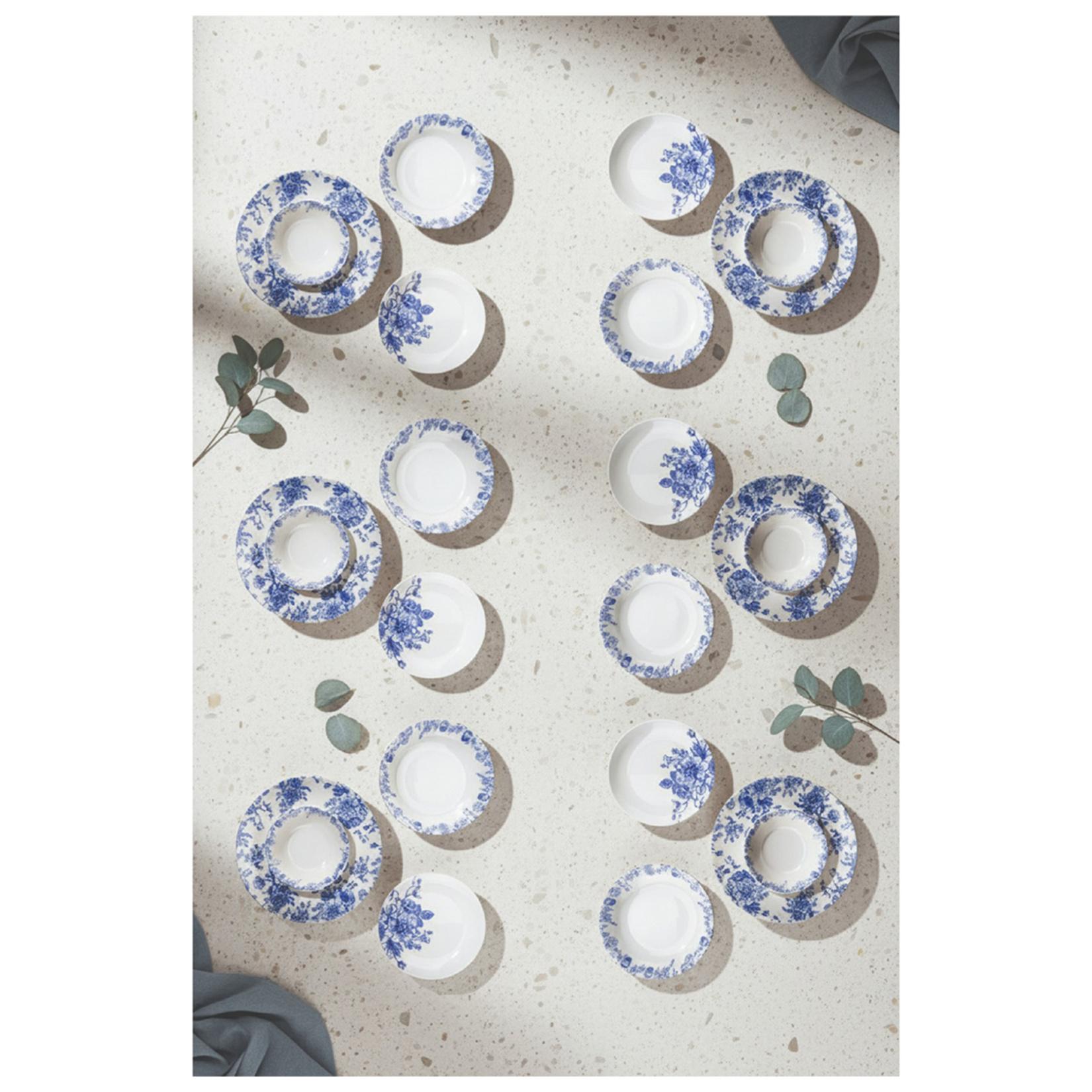 Bambum Moderna Porselen Yemek Takımı Blue 24 Parça - Görsel 1