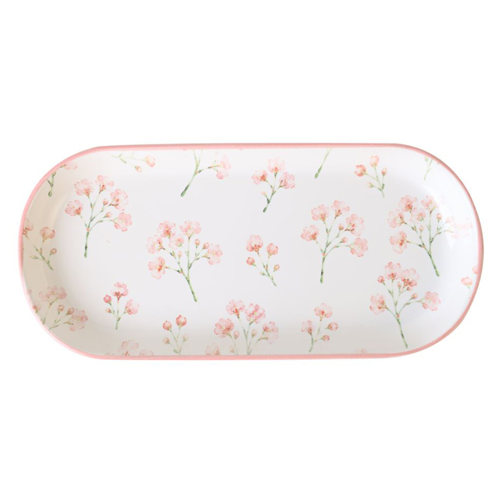 Keramika Minimal Çiçek Kayık Tabak 26 Cm