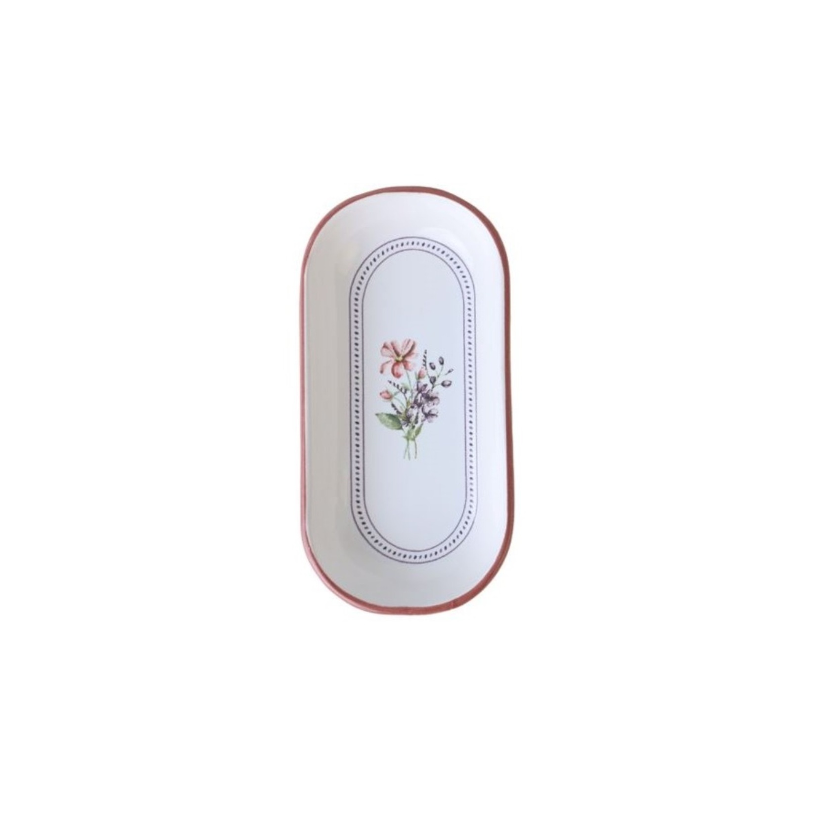 Keramika Çiçekli Motto Kayık Tabak 16 Cm - Görsel 1