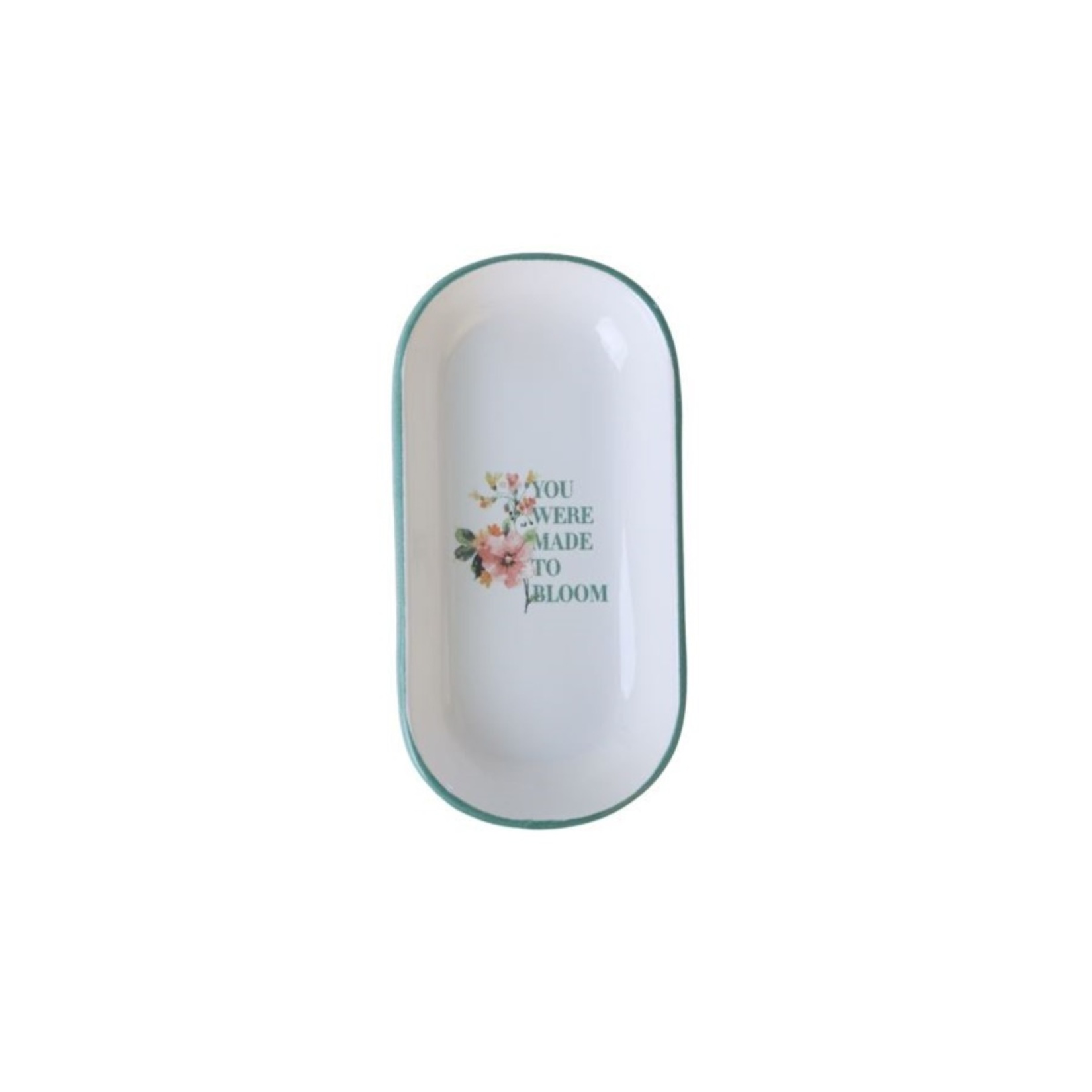 Keramika Çiçekli Motto Kayık Tabak 16 Cm - Görsel 3