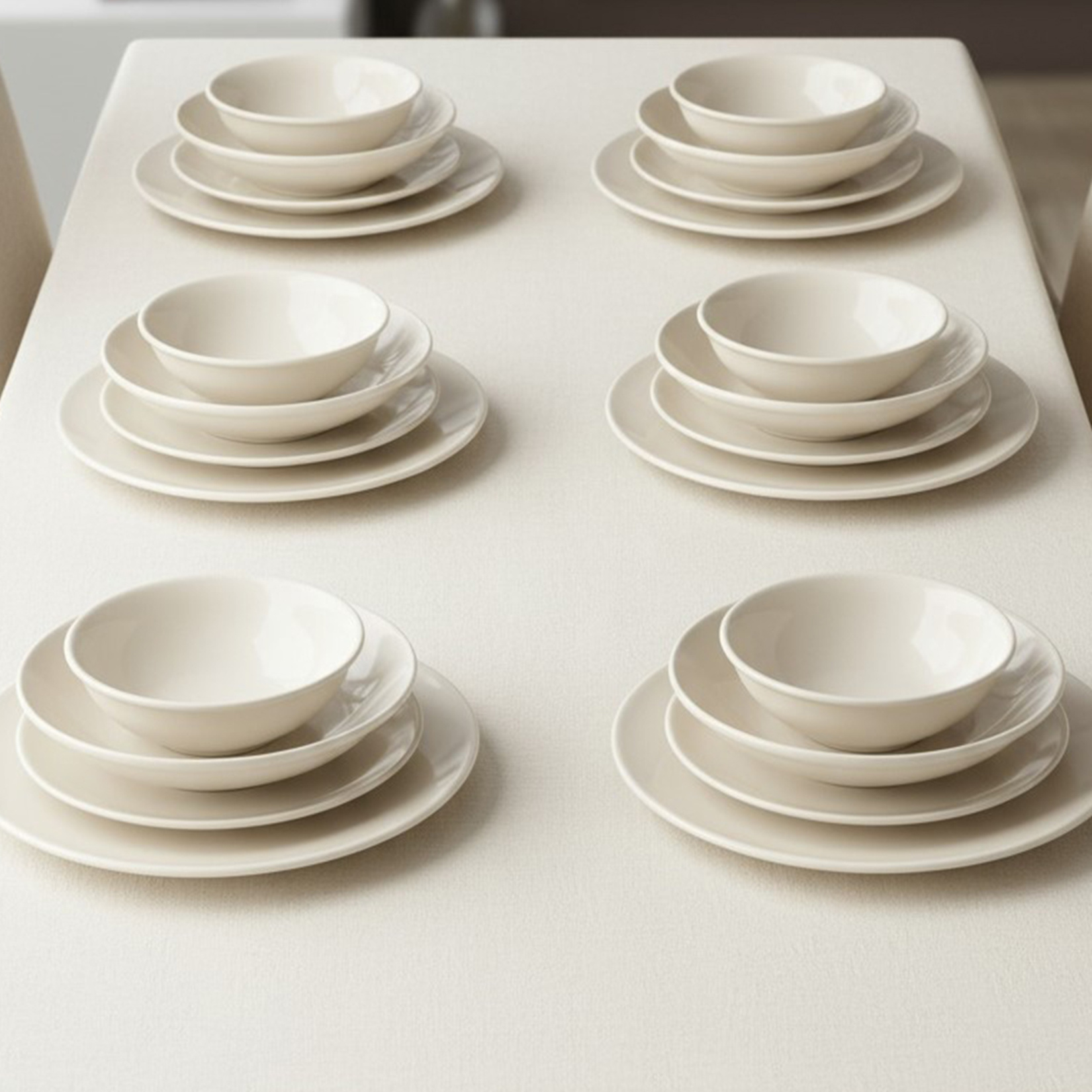 Bambum Porselen Naz Yemek Takımı Sade 24 Parça - Görsel 1