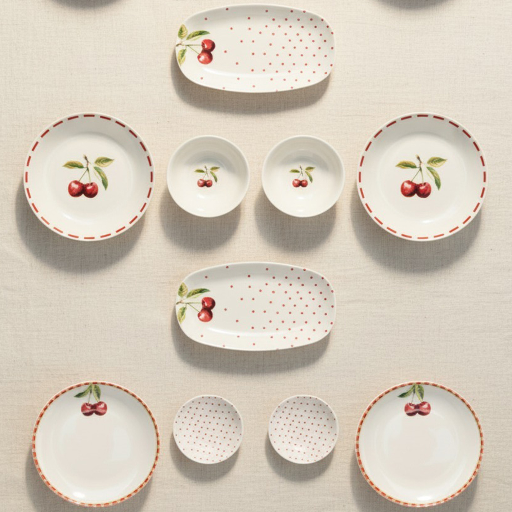 Bambum Moderna Porselen Kahvaltı Takımı Cherry 14 Parça - Görsel 1
