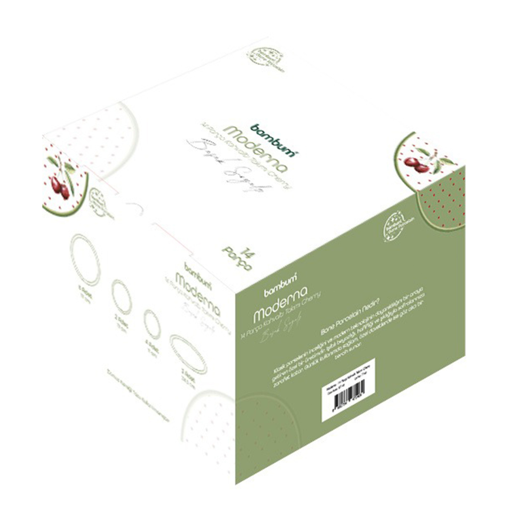 Bambum Moderna Porselen Kahvaltı Takımı Cherry 14 Parça - Görsel 2