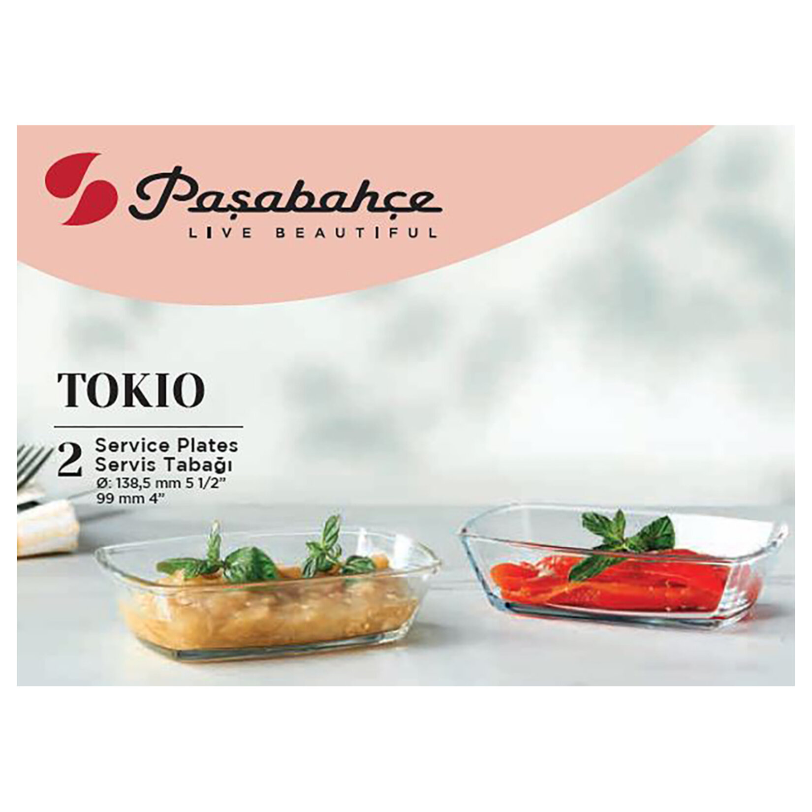 Paşabahçe Tokio Servis Tabağı 2'li 13 x 10 Cm