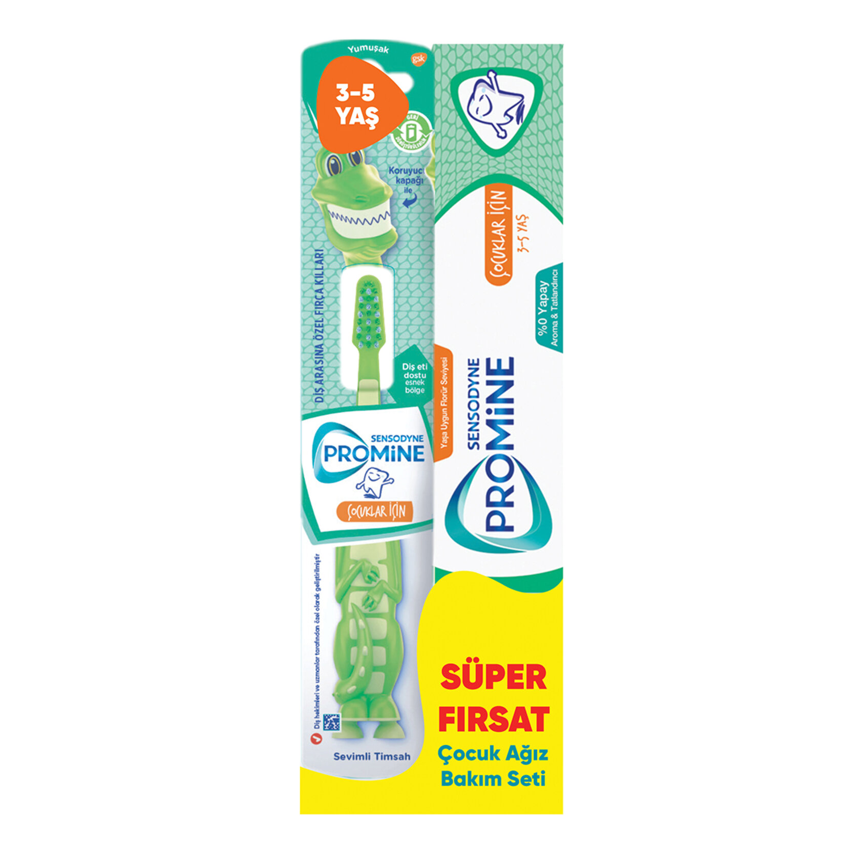 Sensodyne Promine Kids 3-5 Macun + Timsah Fırça Set