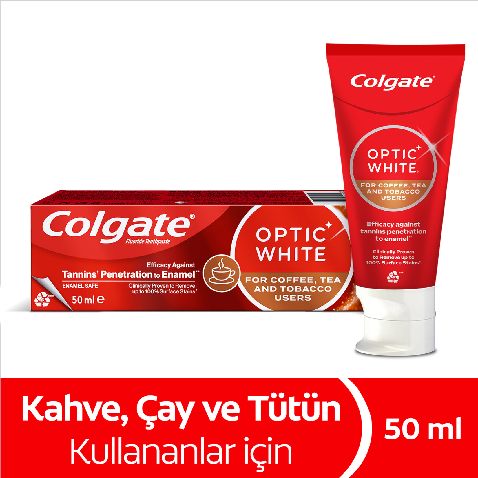 Colgate Optic White Kahve, Çay ve Tütün Kullanıcıları için Diş Macunu 50 Ml - Görsel 2
