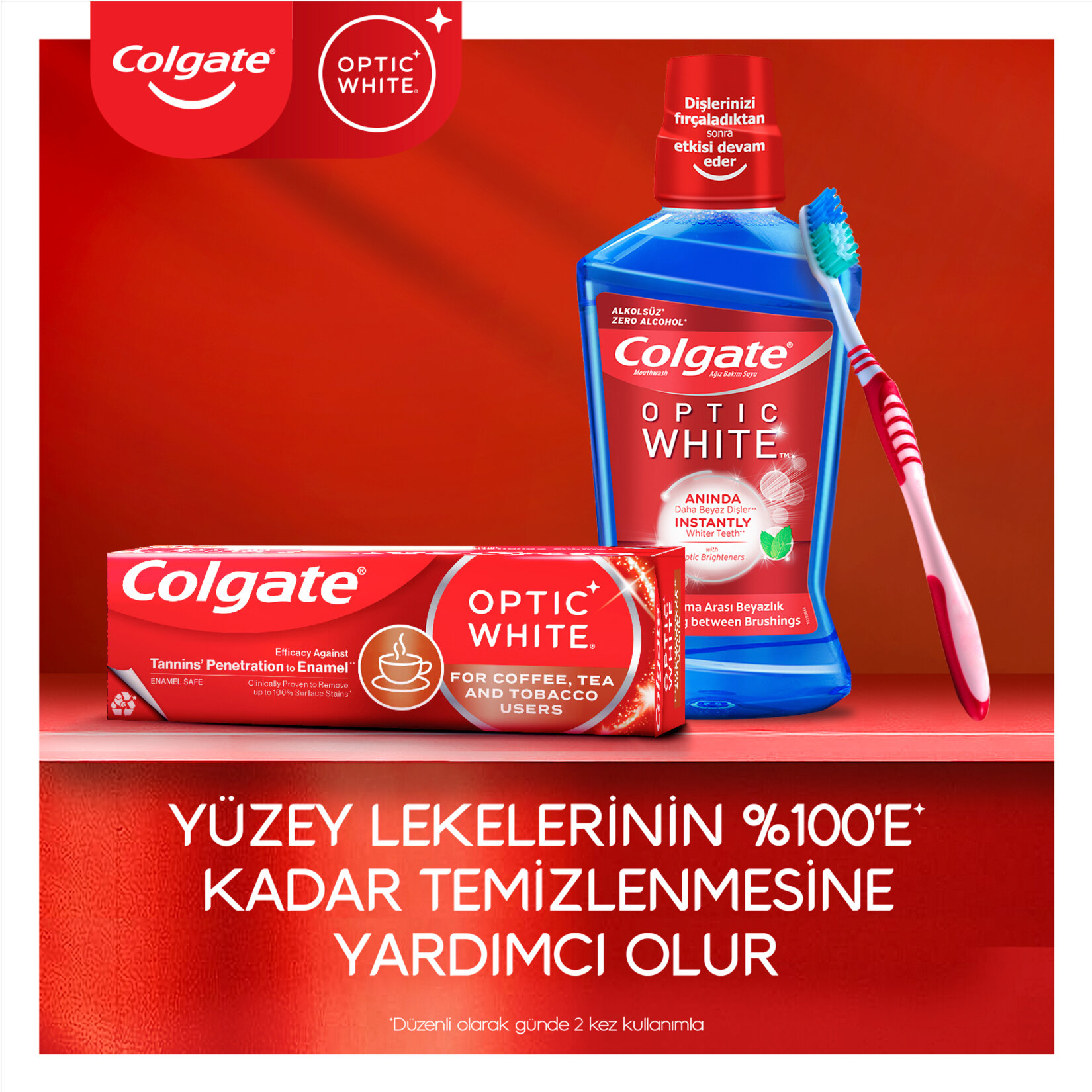 Colgate Optic White Kahve, Çay ve Tütün Kullanıcıları için Diş Macunu 50 Ml - Görsel 5