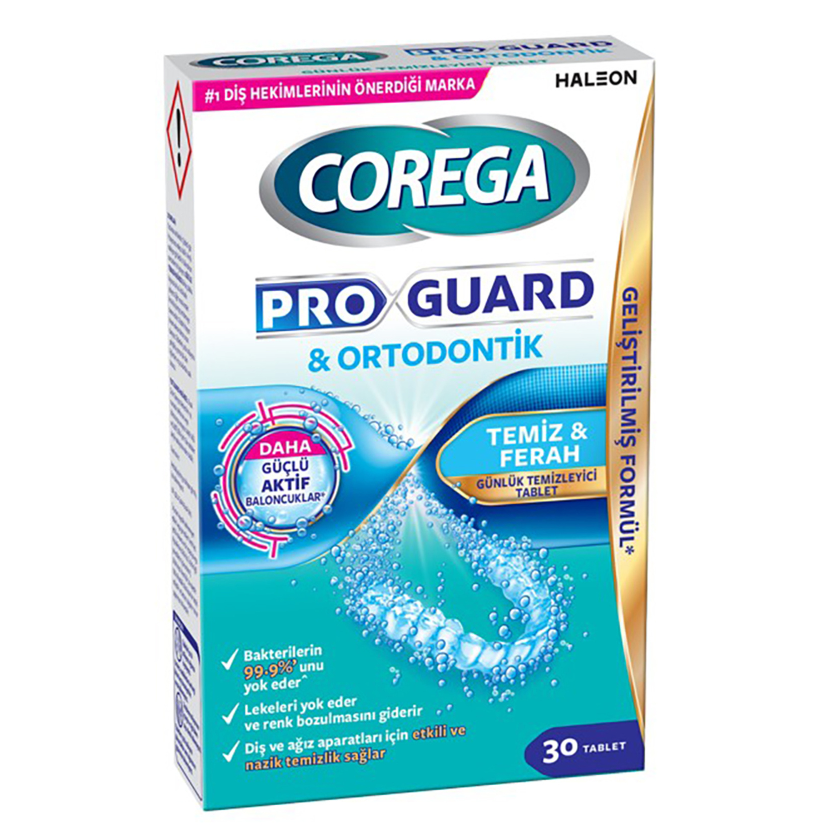 Corega Proguard & Ortodontik Temizleyici Tablet 30 Adet