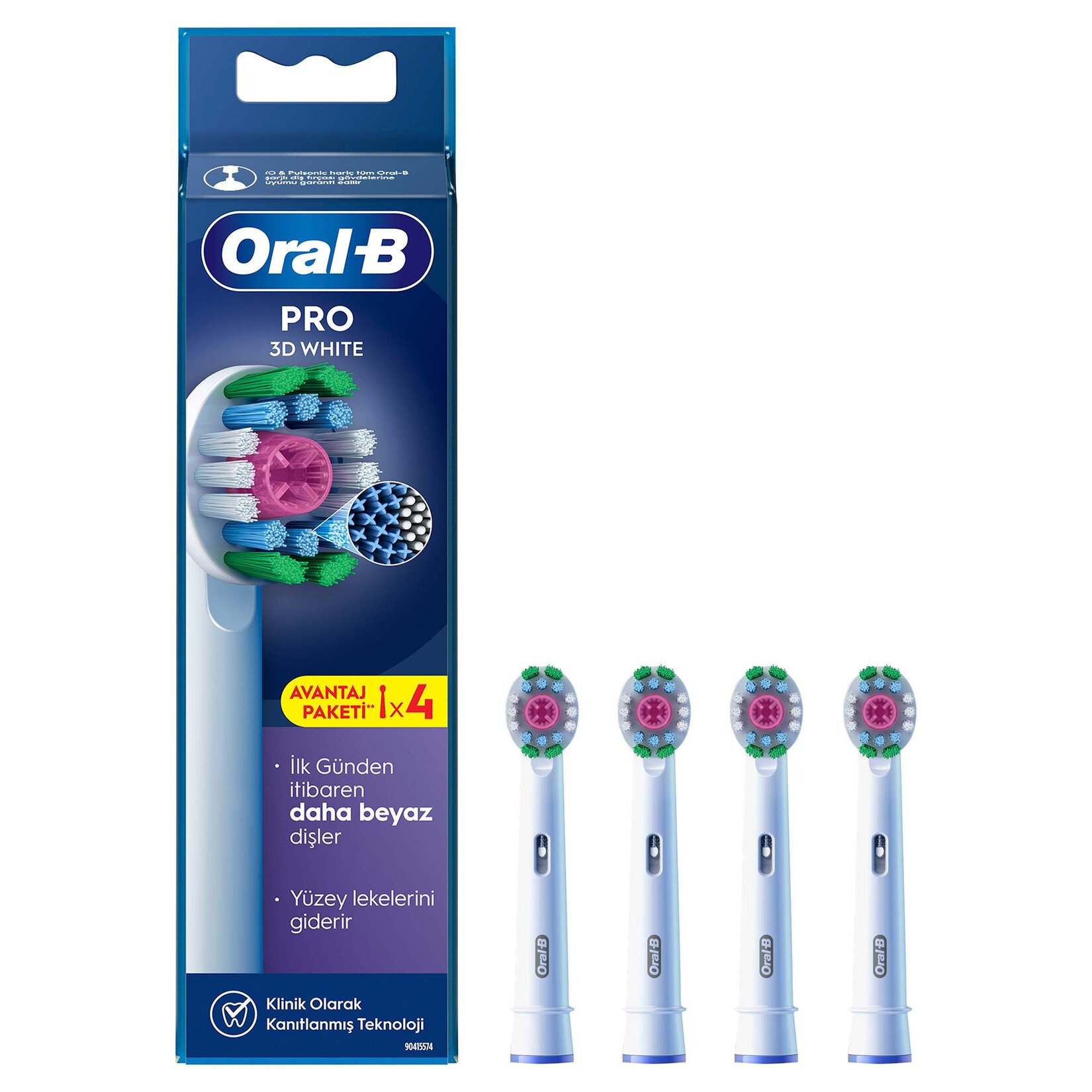 Oral-B Şarjlı Fırça Yedek Başlığı 3 Boyutlu Diş Fırçası 4'lü - Görsel 1