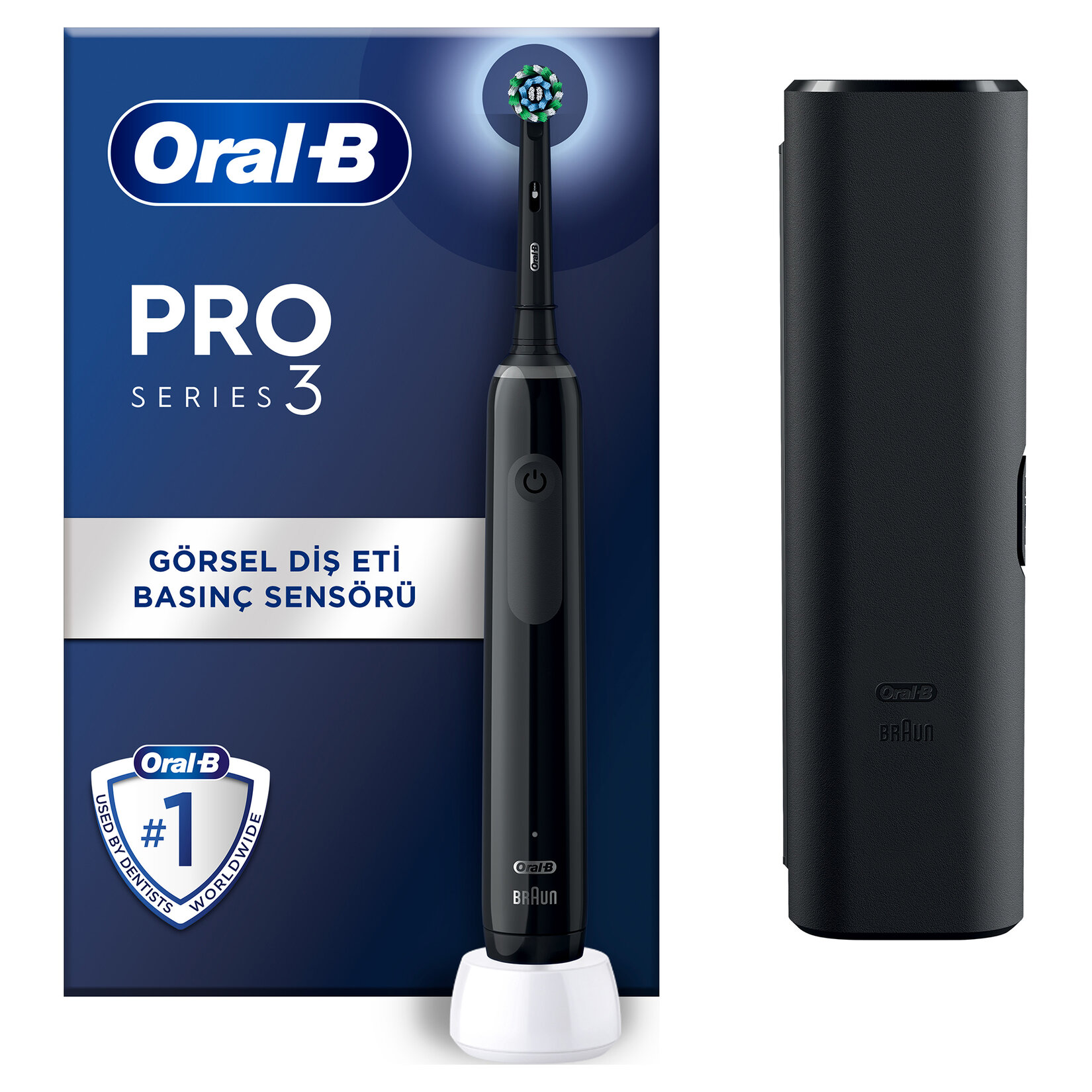 Oral-b Pro 3500 Şarjlı Diş Fırçası Siyah + Seyehat Kabı - Görsel 1