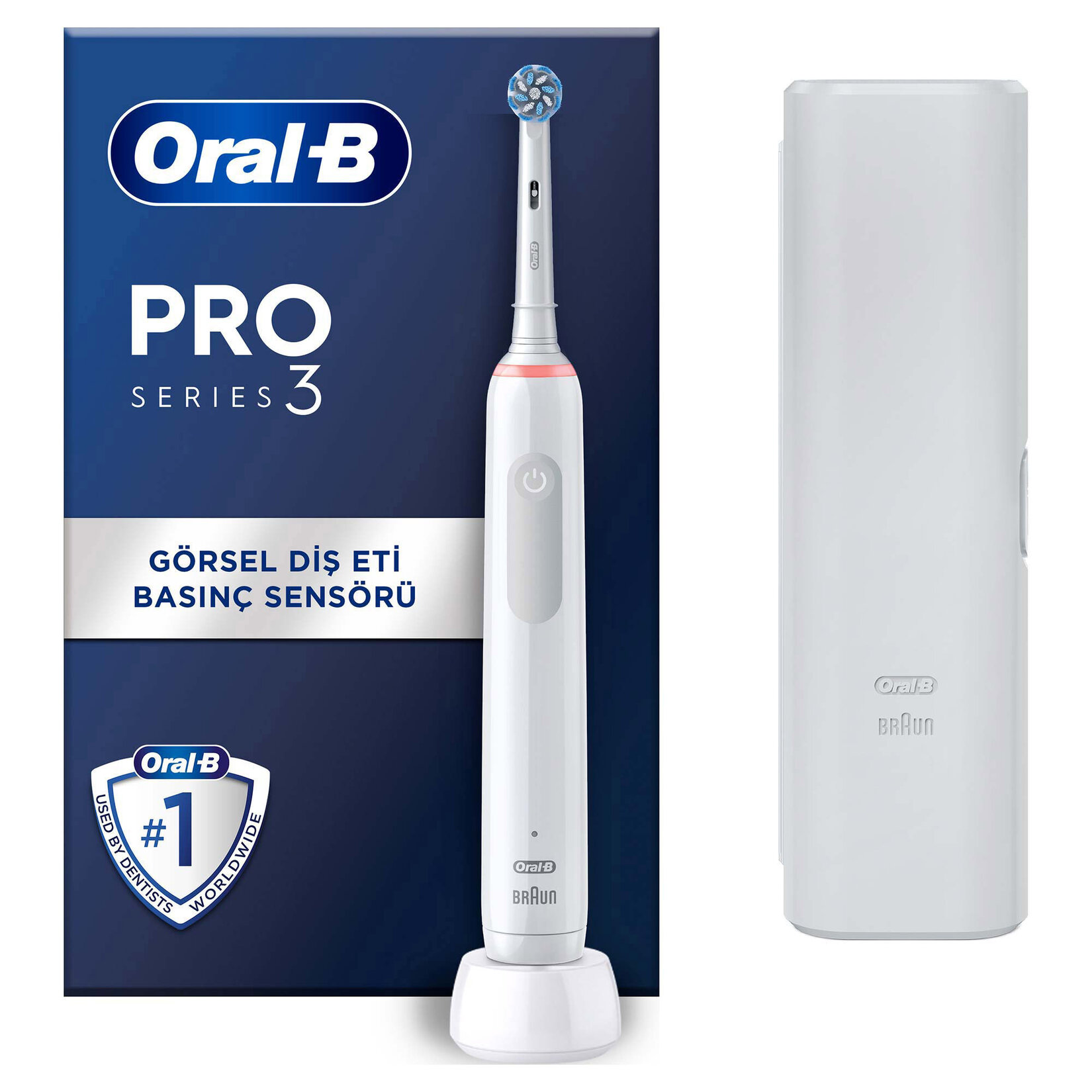 Oral-b Pro 3500 Şarjlı Diş Fırçası Beyaz + Seyehat Kabı - Görsel 1
