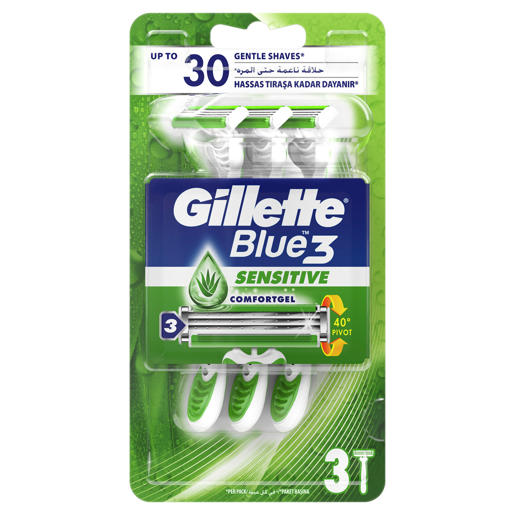 Gillette Blue3 Sensitive Kullan At Tıraş Bıçağı 3'lü - Görsel 1