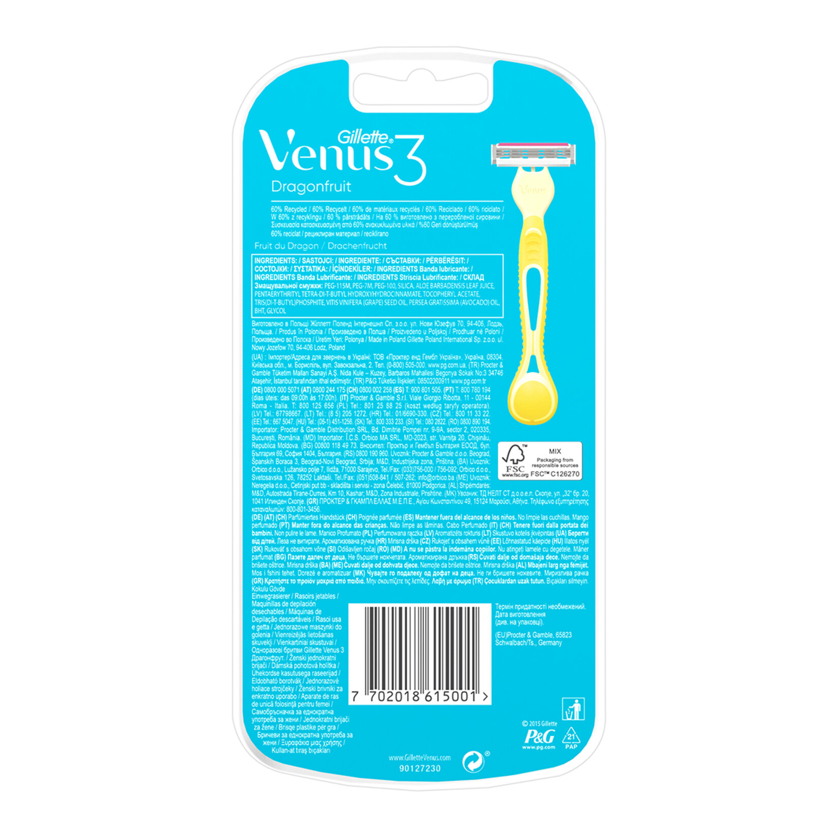 Venus 3 Dragonfruit Kullan At Tıraş Bıçağı 3 Adet - Görsel 2