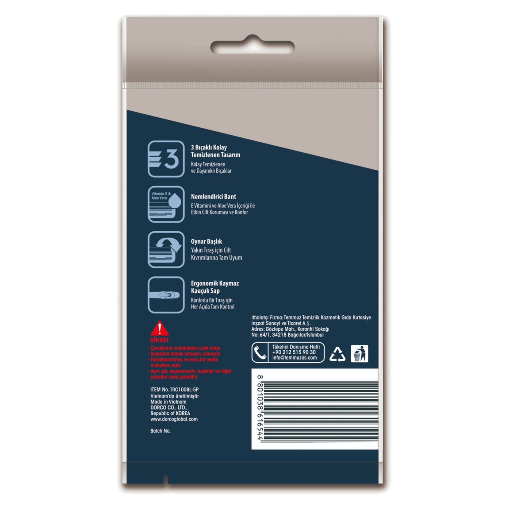 Dorco Pace 3 Fit Üç Bıçaklı Kullan At Tıraş Bıçağı 5'li - Görsel 2