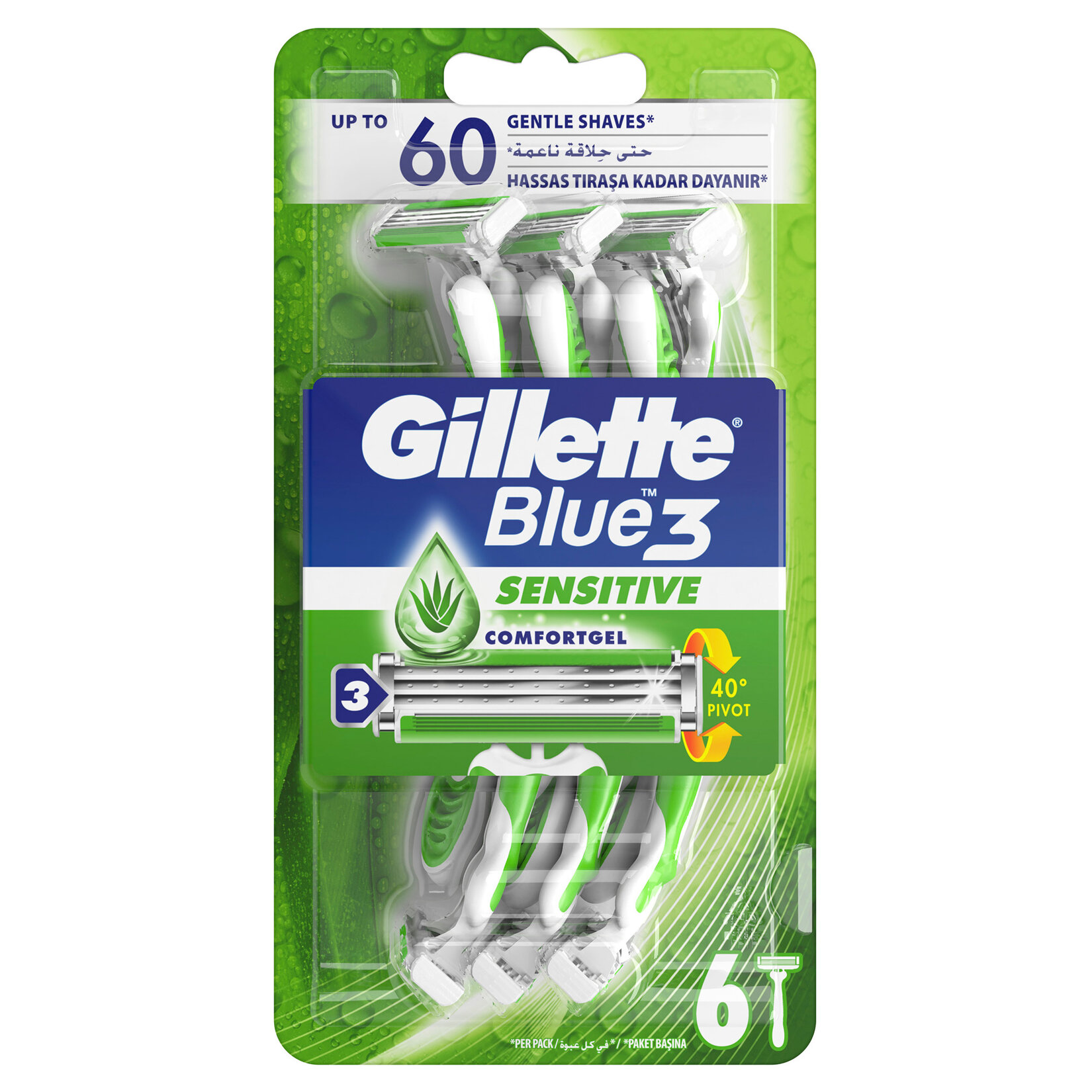 Gillette Blue3 Sensitive Kullan At Tıraş Bıçağı 6 Adet - Görsel 1