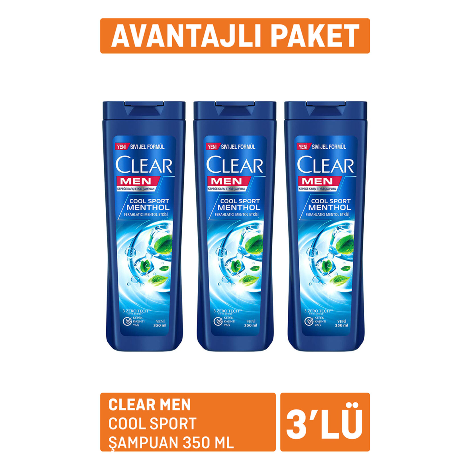 Clear Men Cool Sport Şampuan 3 x 350Ml