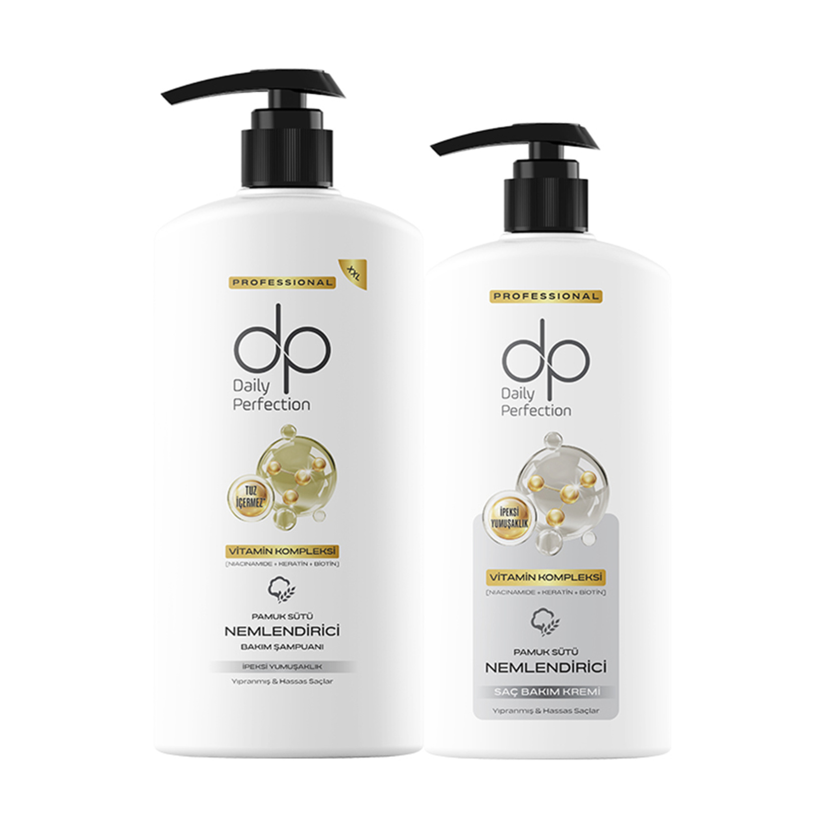 Dp Daily Perfection Pamuk Sütü Şampuan 800 Ml + Saç Kremi 400 Ml - Görsel 1