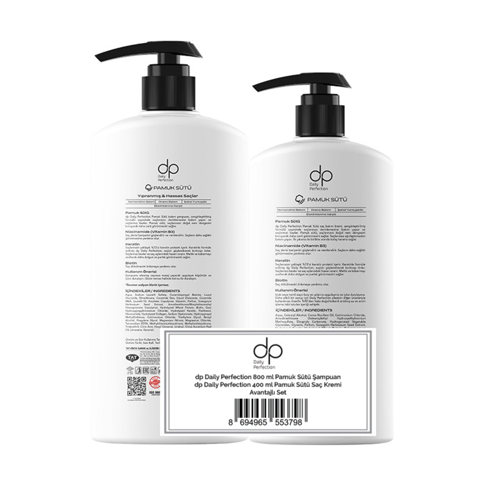 Dp Daily Perfection Pamuk Sütü Şampuan 800 Ml + Saç Kremi 400 Ml - Görsel 2