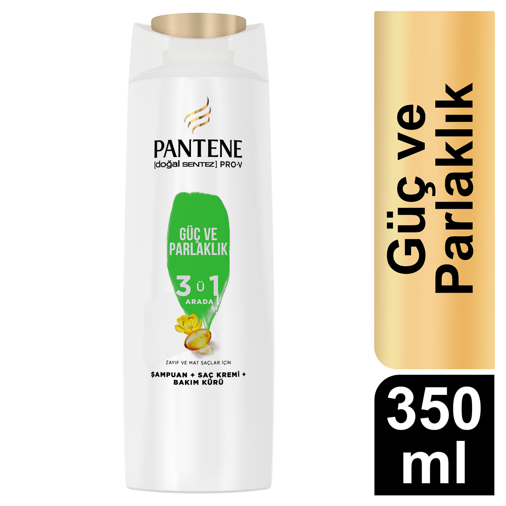 Pantene Doğal Sentez Güç ve Parlaklık 3'ü1 Arada Şampuan 350 Ml - Görsel 2
